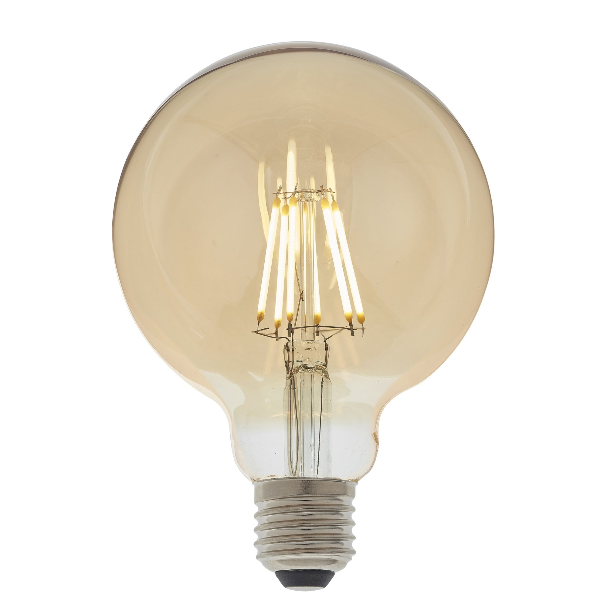 Endon E27 LED 6W 95mm Globe Bulb - 2500K - Dimmable - Amber Glass