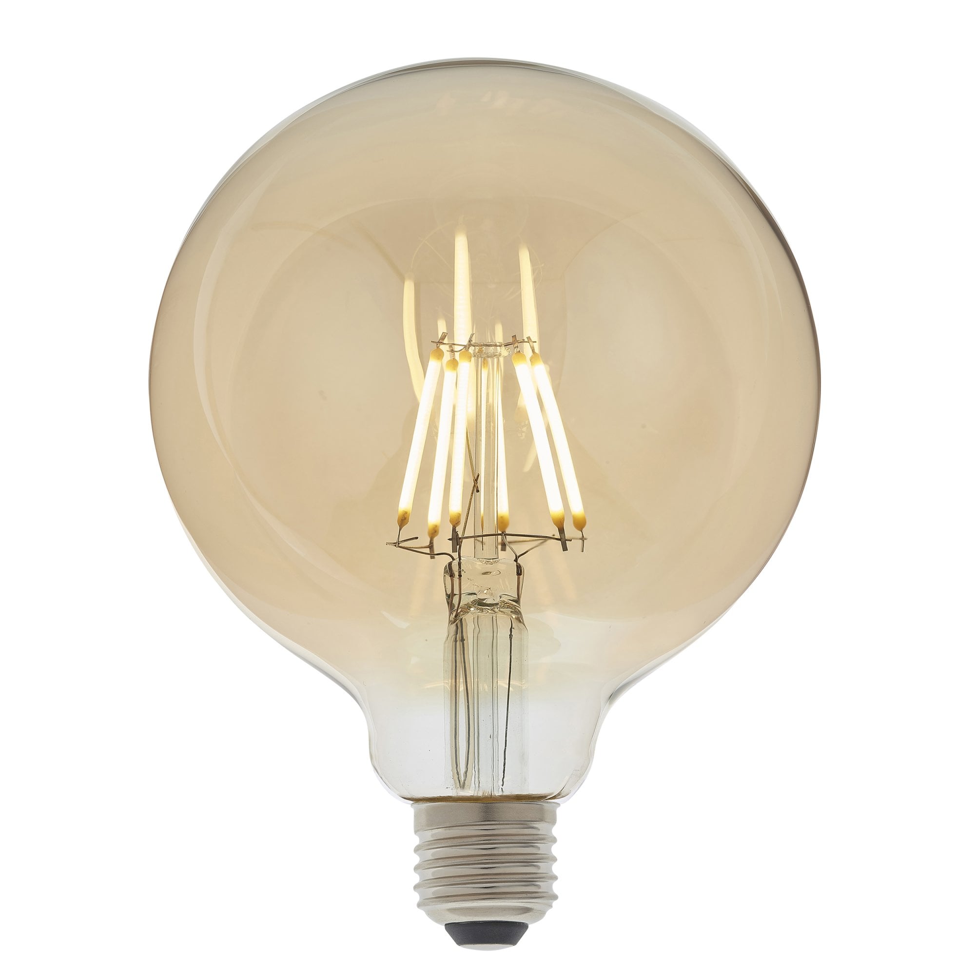 Endon E27 LED 6W 125mm Globe Bulb - 2500K - Dimmable - Amber Glass