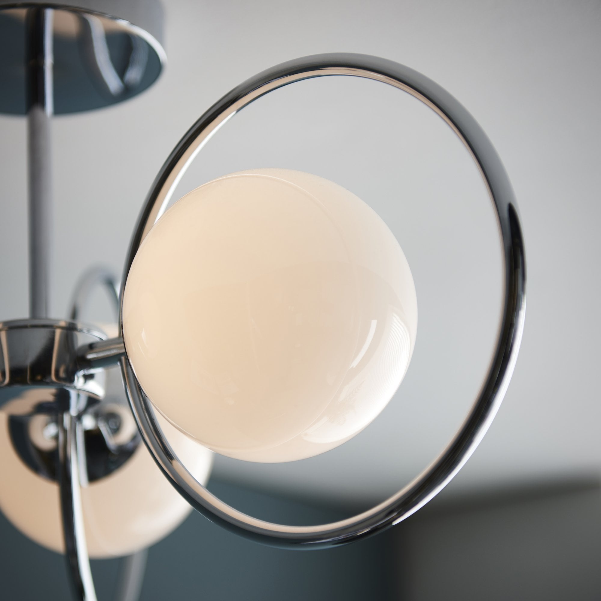 Endon Orb 3 Light Semi Flush Fitting  - Chrome Plate & Opal Glass