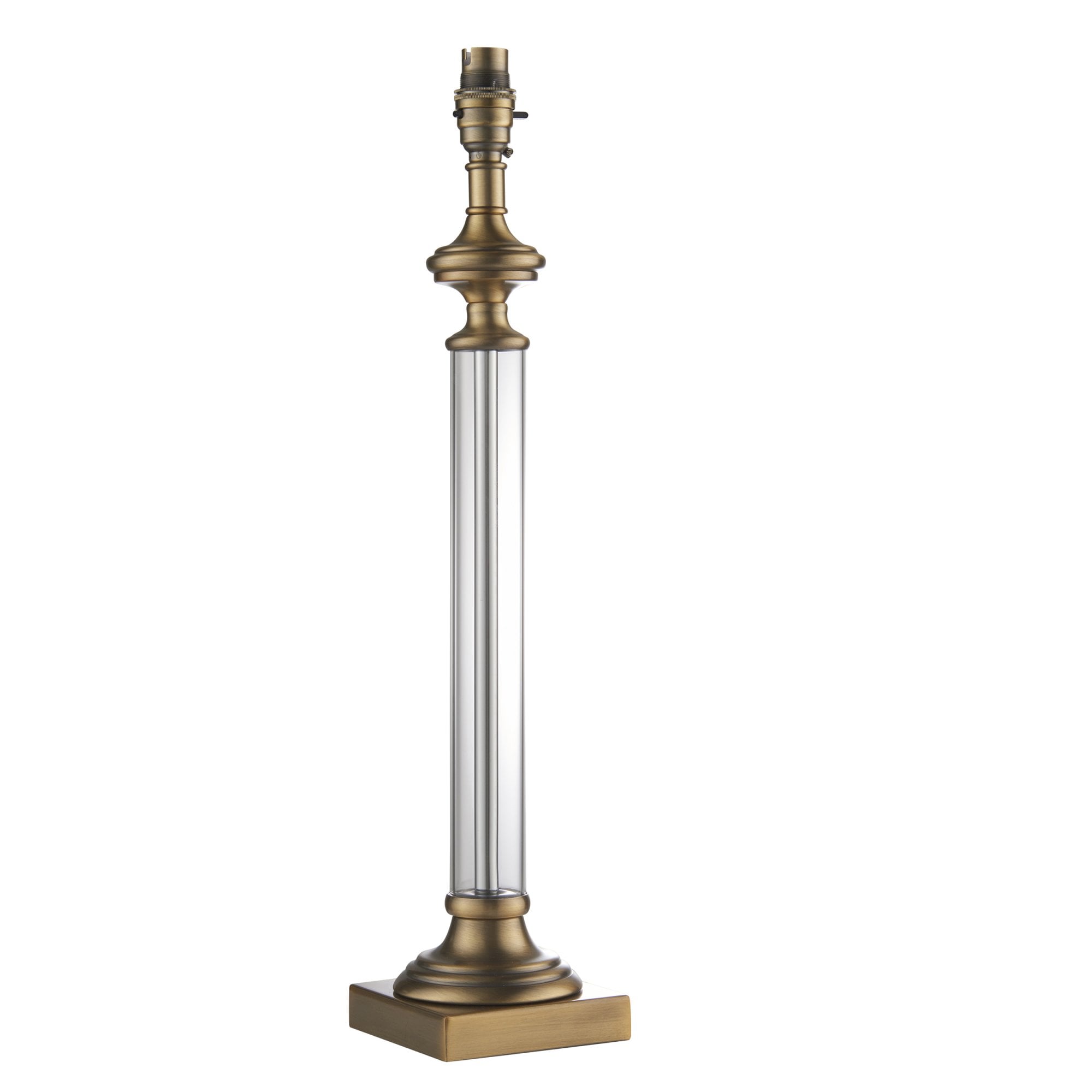 Endon Avebury Single Light Table Lamp Base - Antique Brass & Clear Glass - Base Only