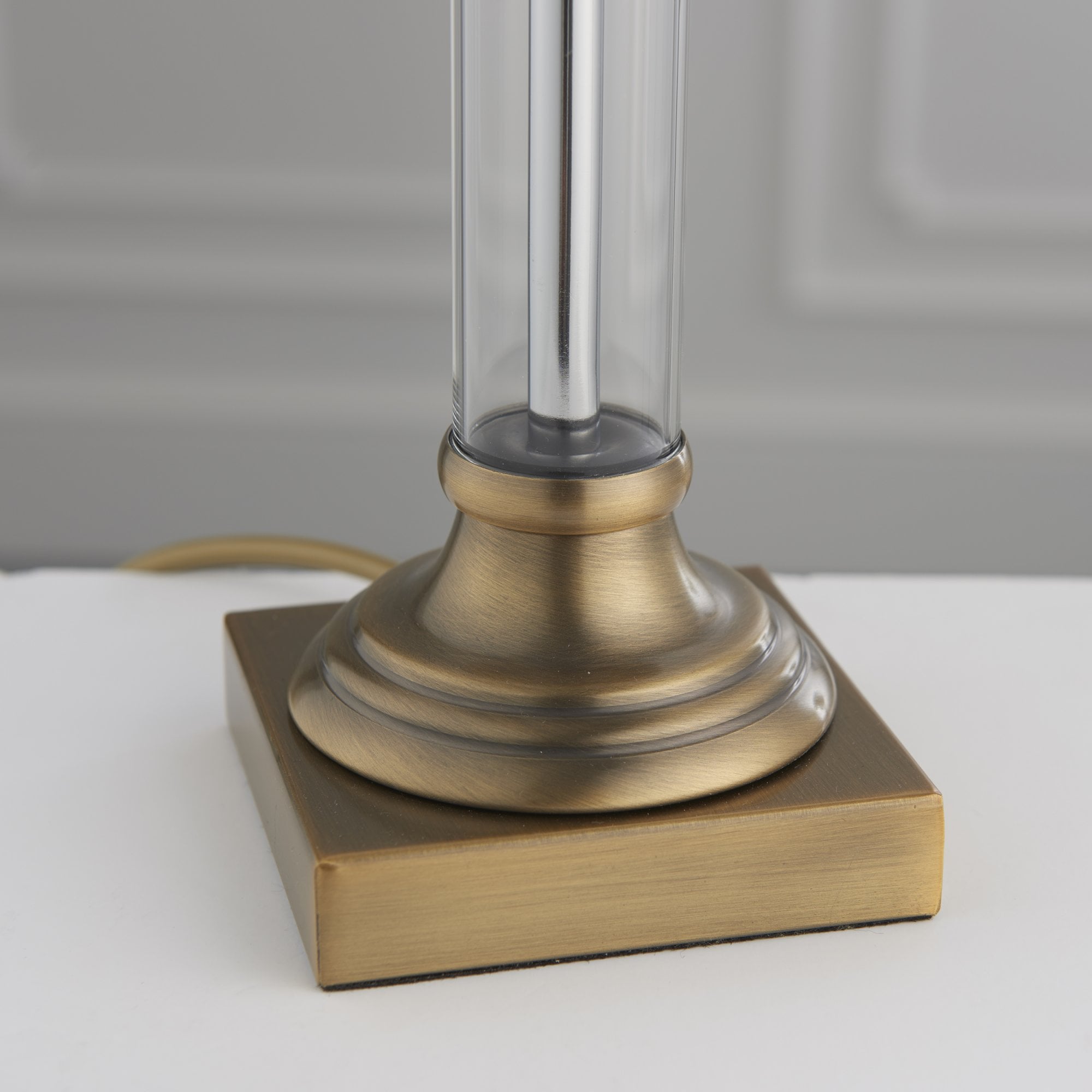Endon Avebury Single Light Table Lamp Base - Antique Brass & Clear Glass - Base Only