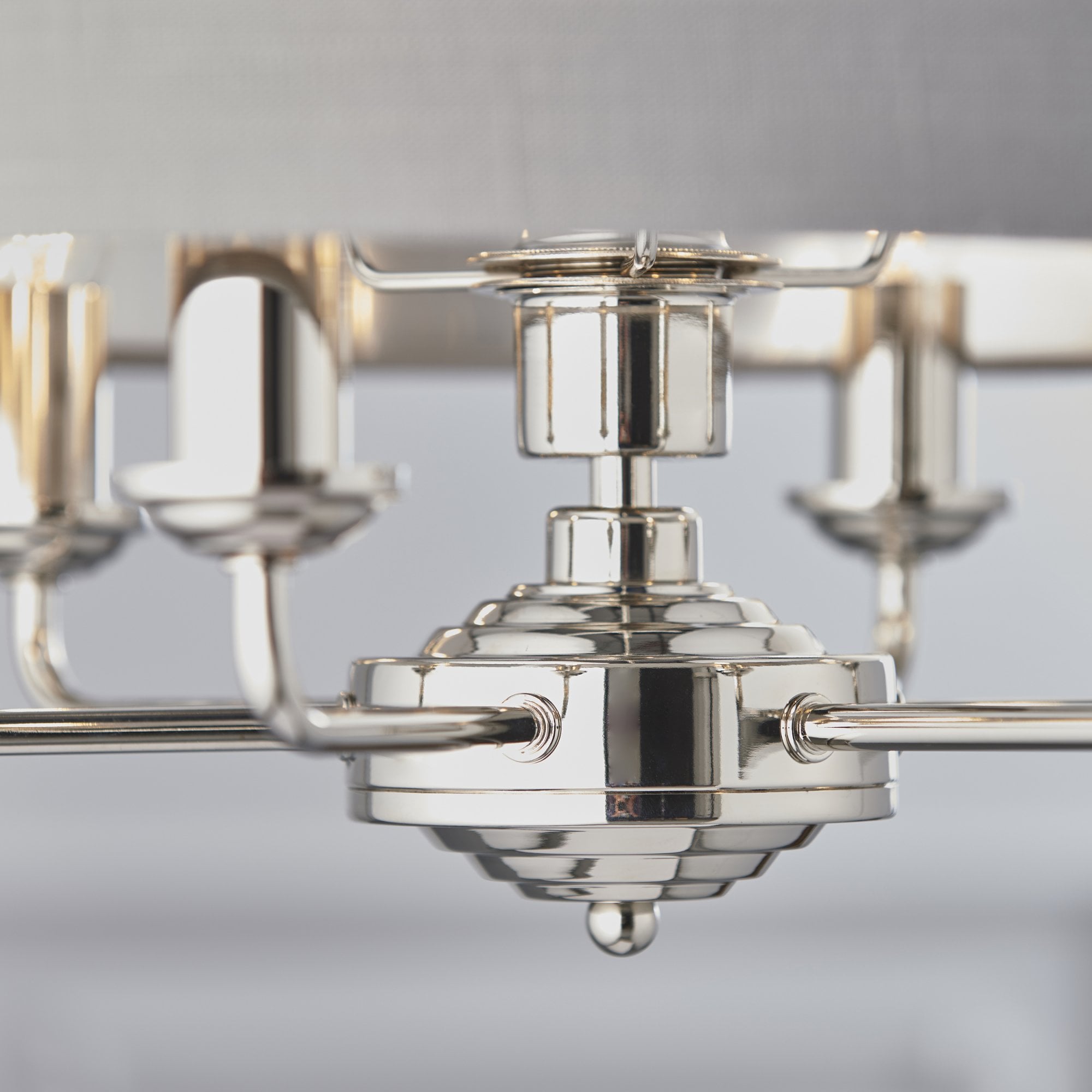 Endon Highclere 6 Light Pendant - Bright Nickel Plate & Charcoal Fabric
