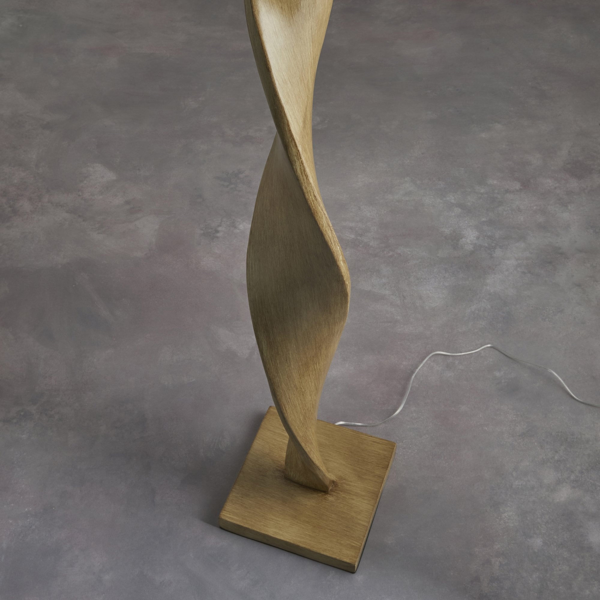 Endon Abia Single Light Floor Lamp - Oak Effect Resin & Neutral Linen