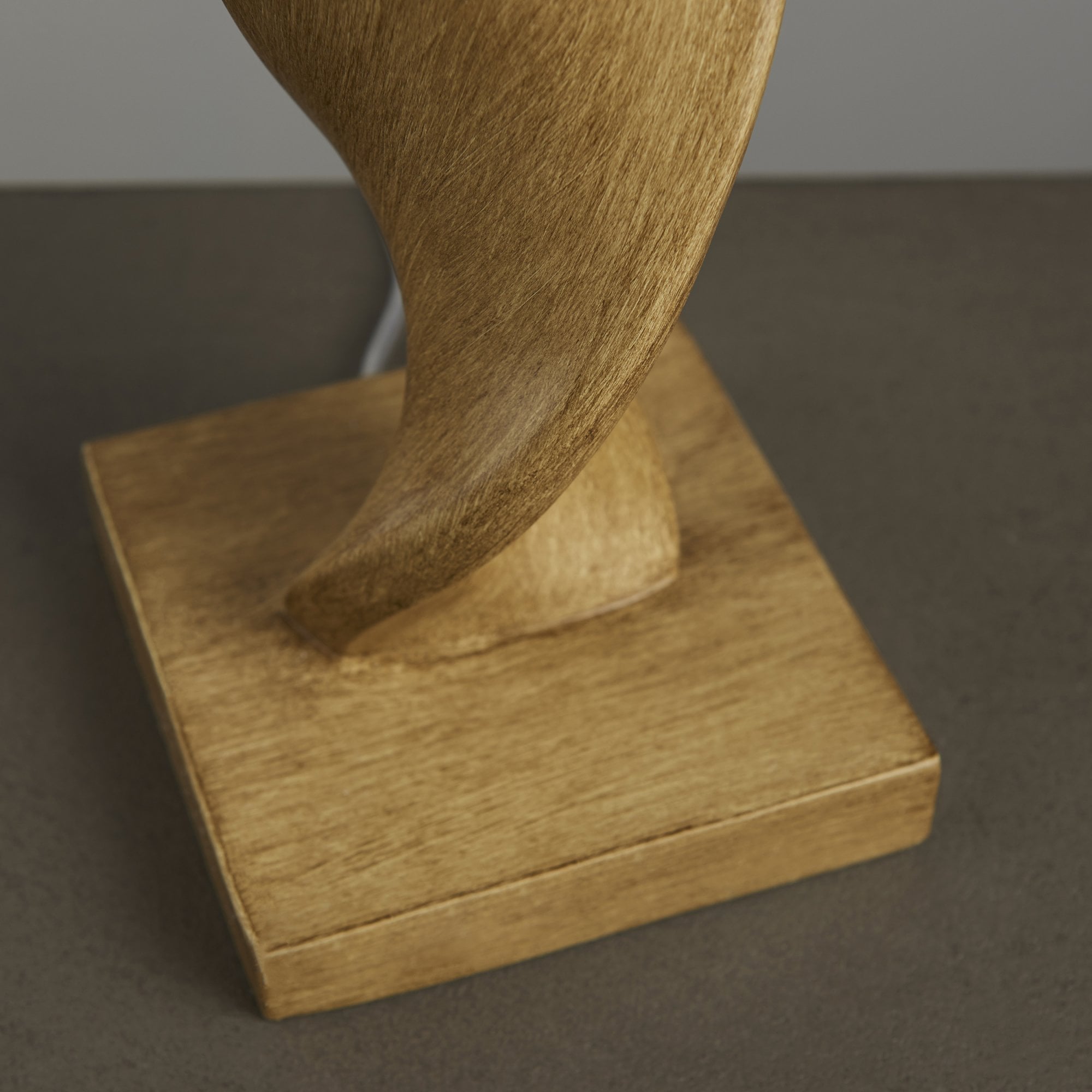Endon Abia Single Light Table Lamp - Oak Effect Resin & Neutral Linen