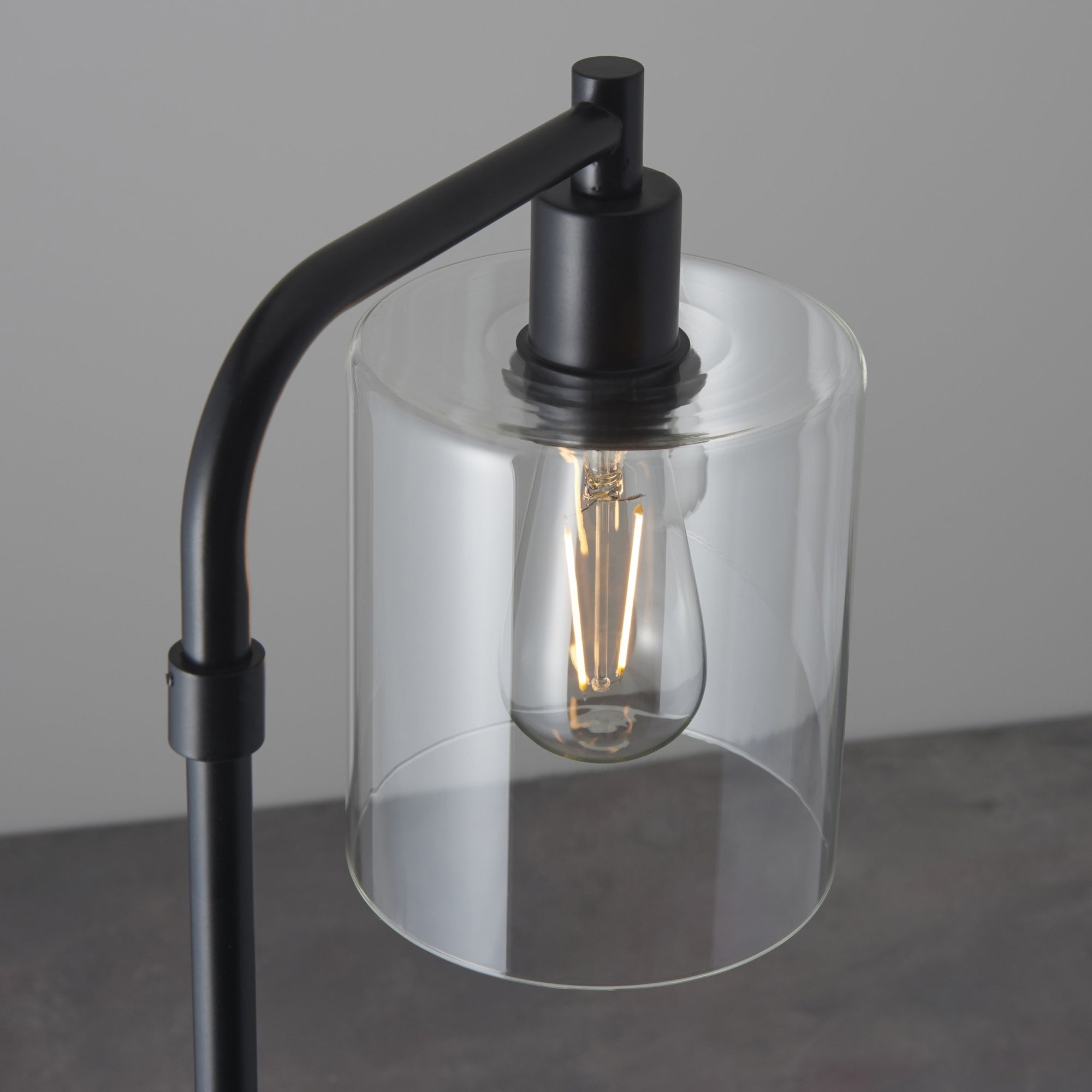 Endon Toledo Single Light Floor Lamp  - Matt Black & Clear Glass