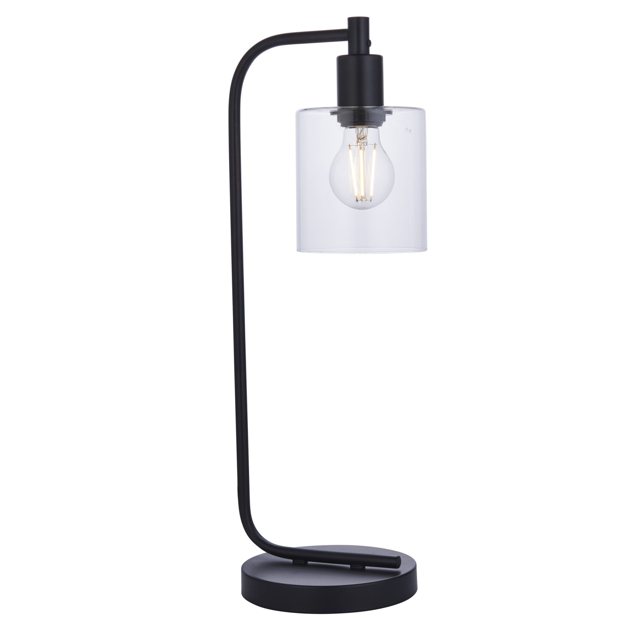 Endon Toledo Single Light Table Lamp  - Matt Black & Clear Glass