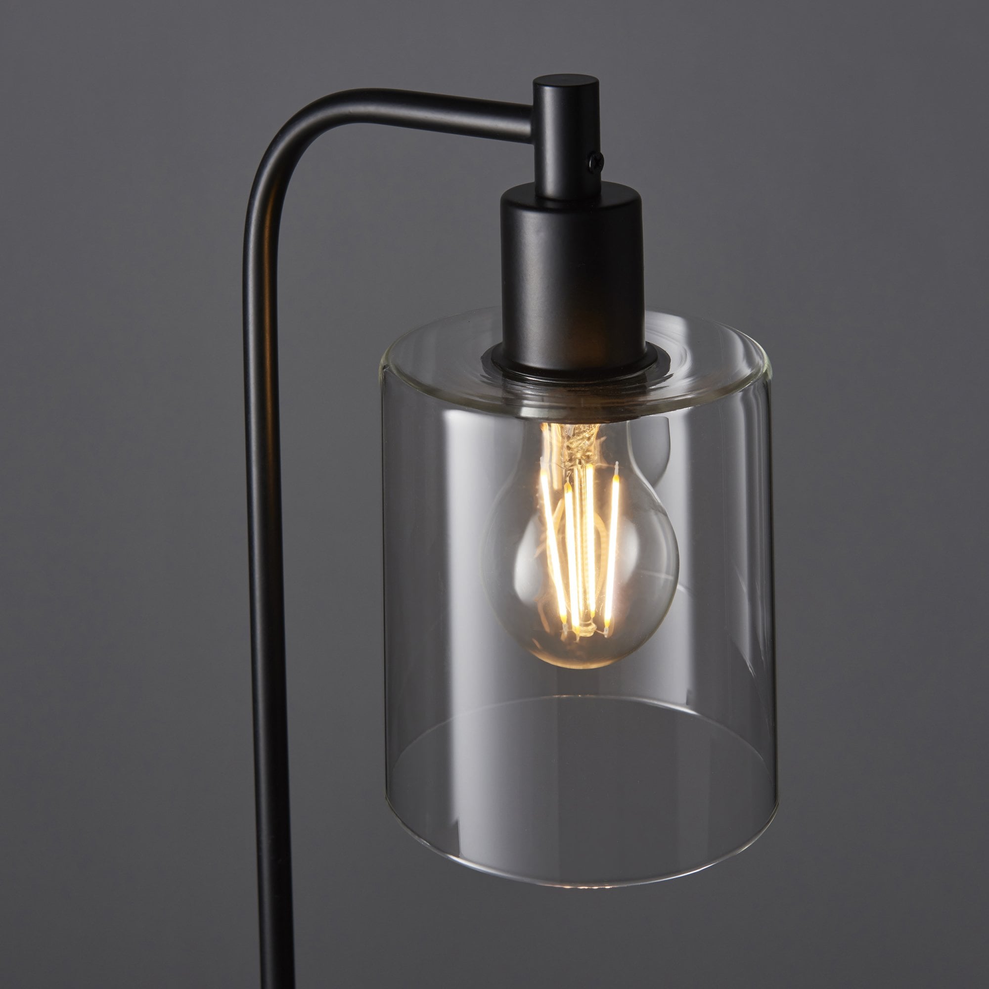 Endon Toledo Single Light Table Lamp  - Matt Black & Clear Glass
