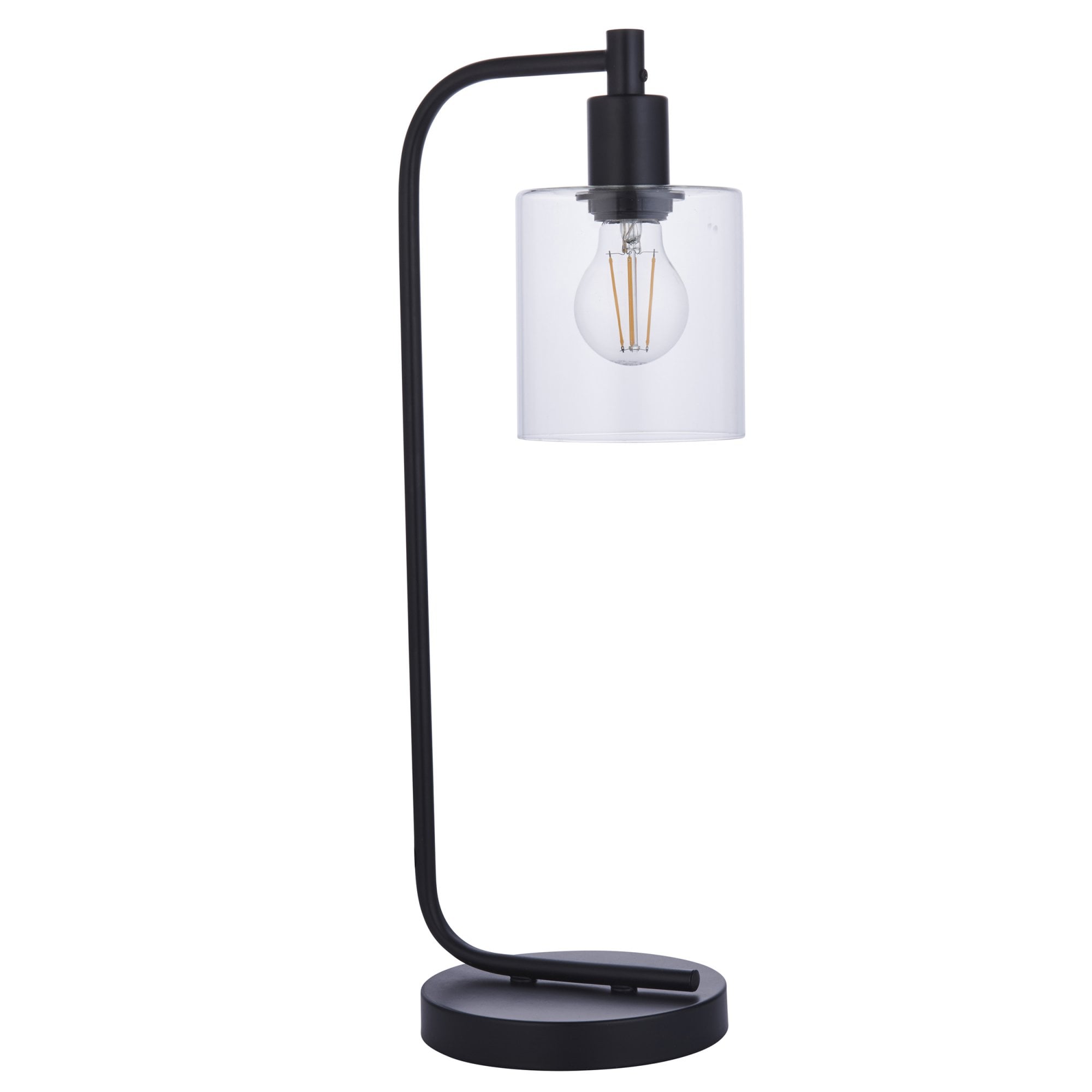 Endon Toledo Single Light Table Lamp  - Matt Black & Clear Glass