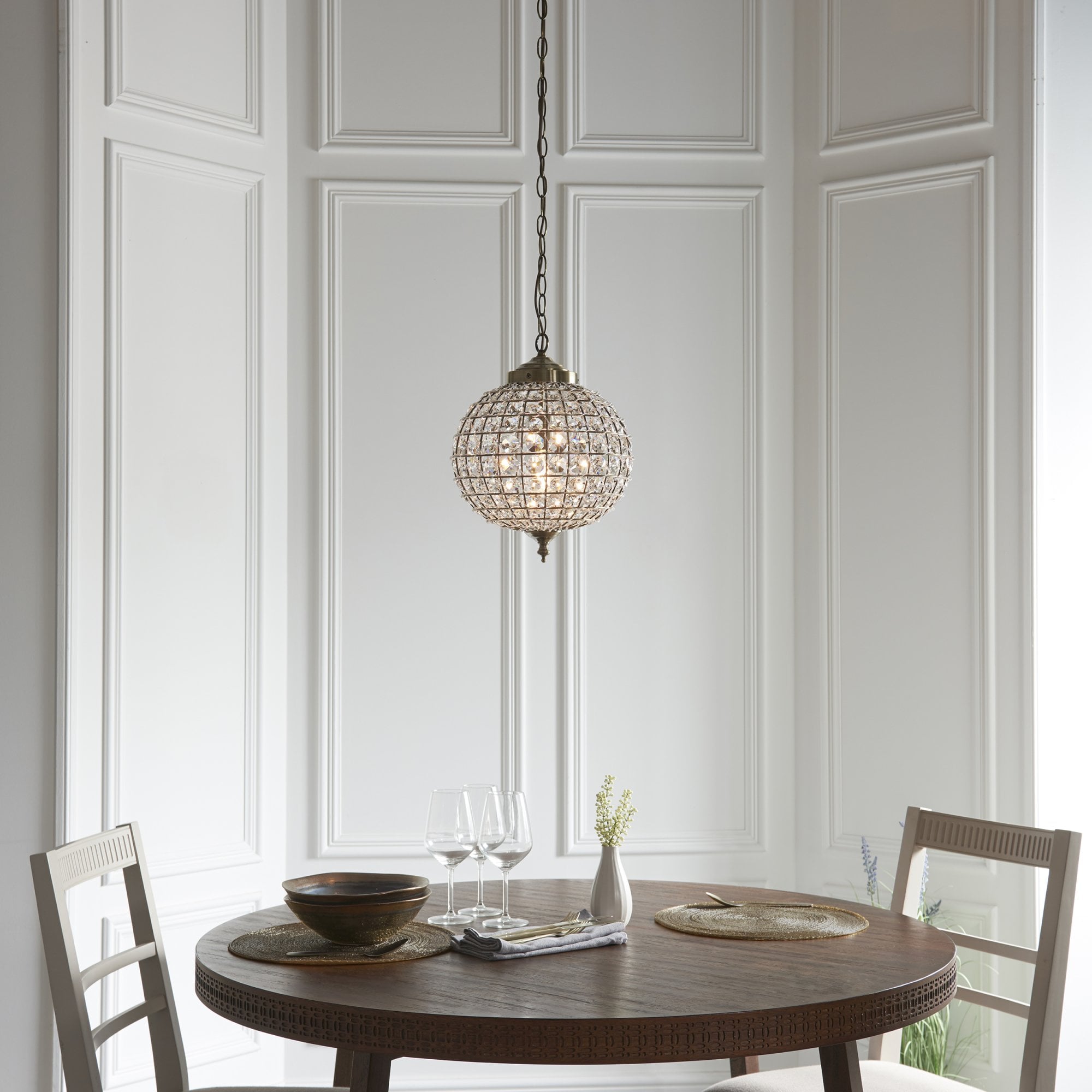 Endon Tanaro Single Light Pendant - Antique Brass Plate & Clear Glass