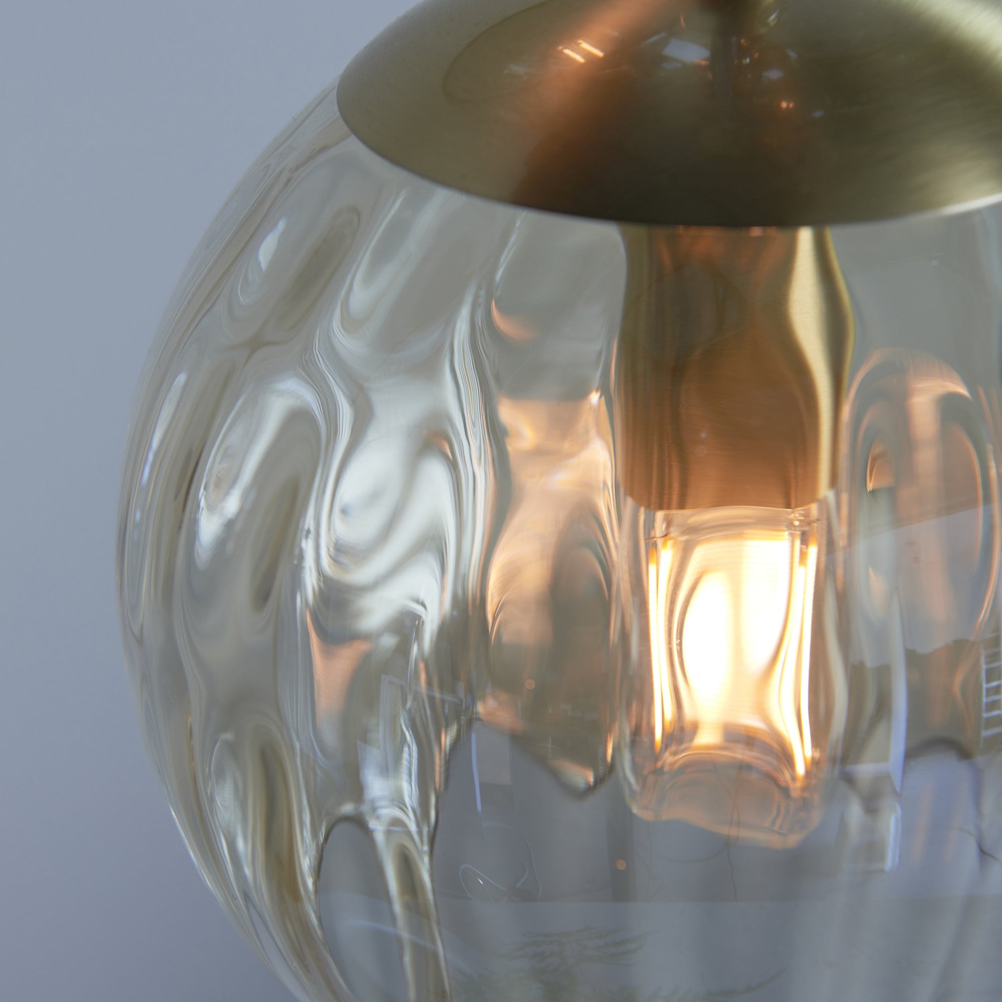 Endon Dimple 3 Light Pendant -  Satin Brass Plate & Champagne Lustre Glass