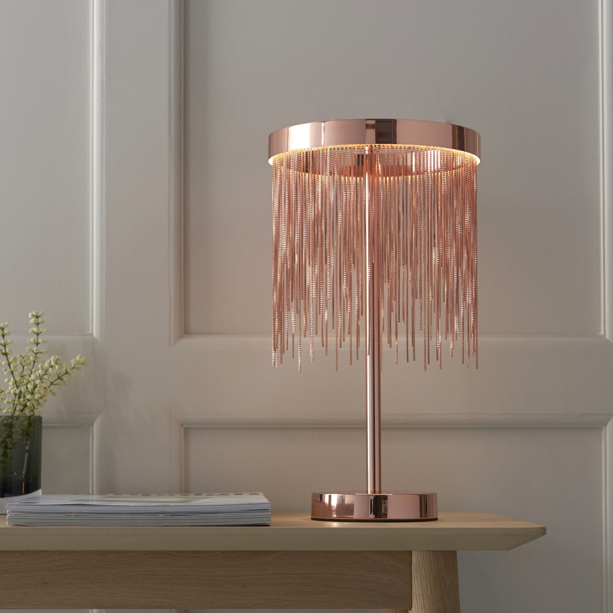 Endon Zelma Single Light Table Lamp -  Brushed Copper Plate & Copper