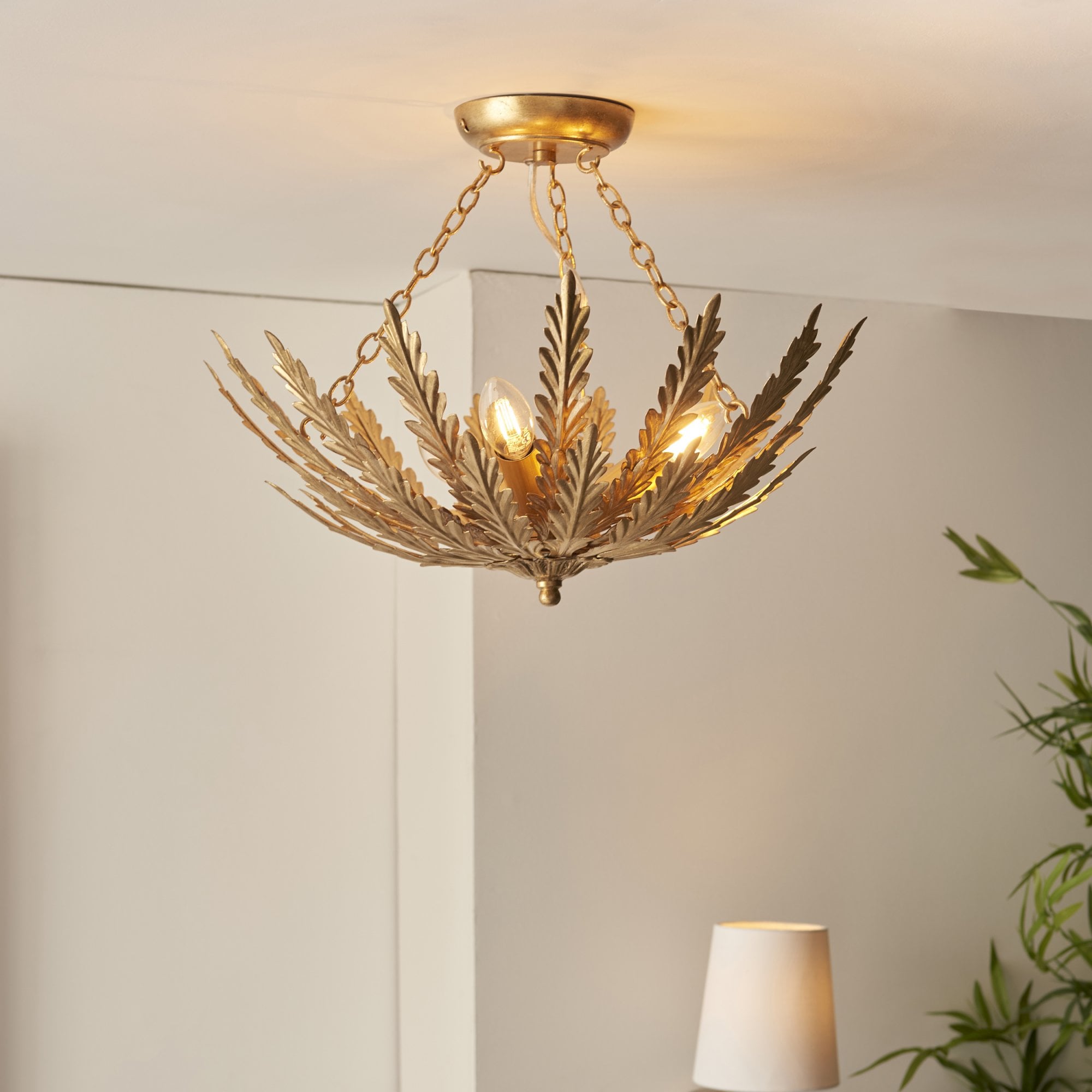 Endon Delphine 3 Light Flush -  Gold Leaf