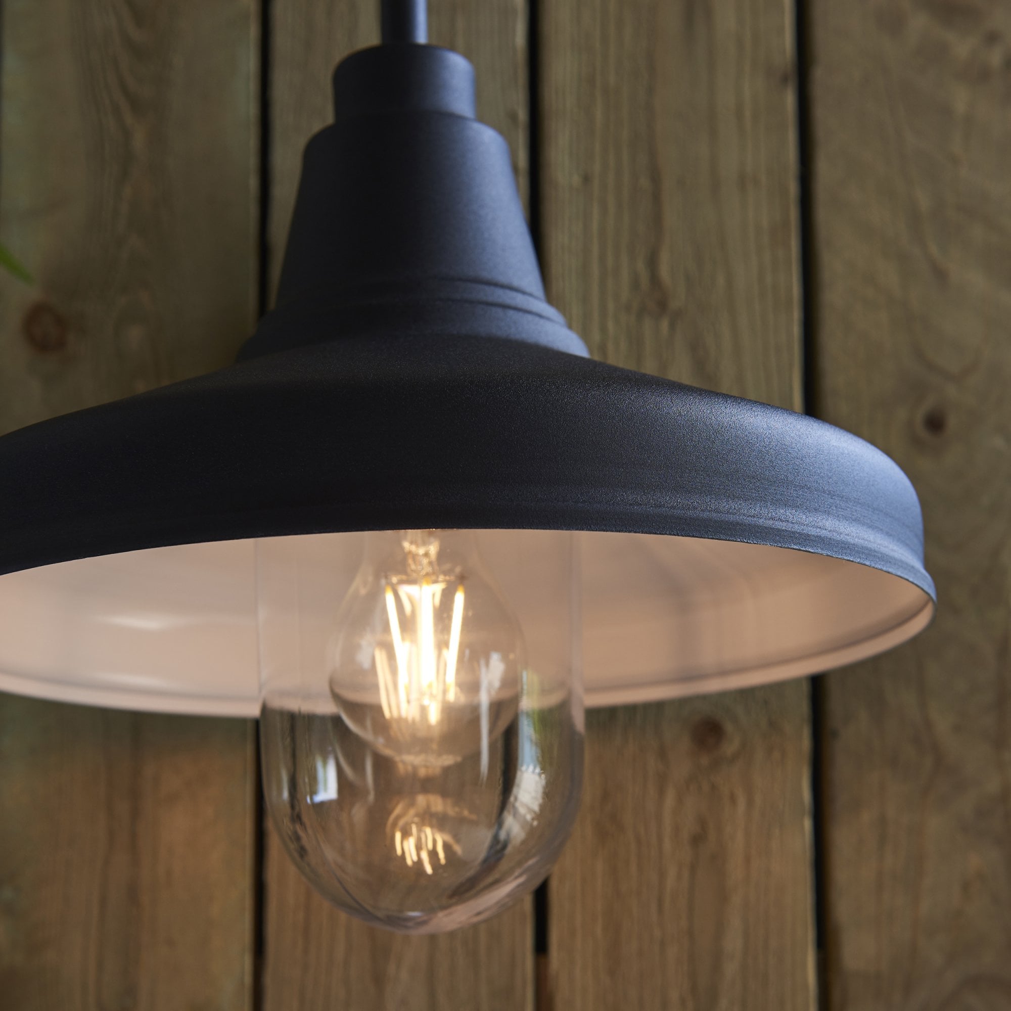 Endon Farmhouse Single Light Wall -  Textured Black & Clear Glass