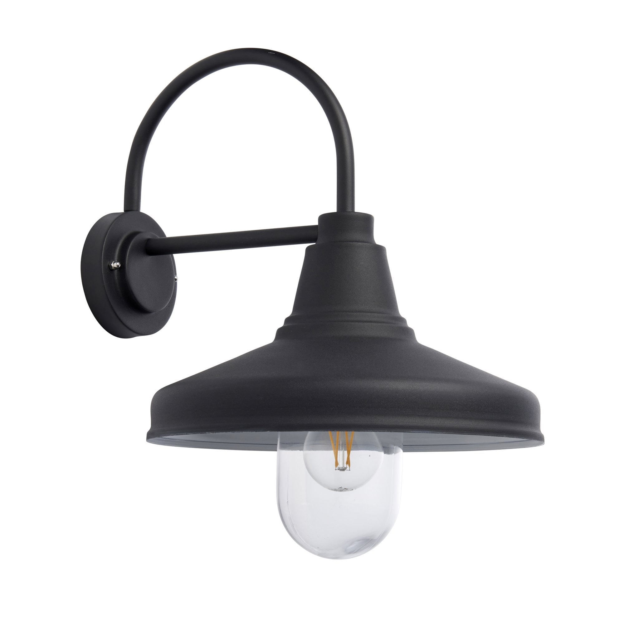 Endon Farmhouse Single Light Wall -  Textured Black & Clear Glass