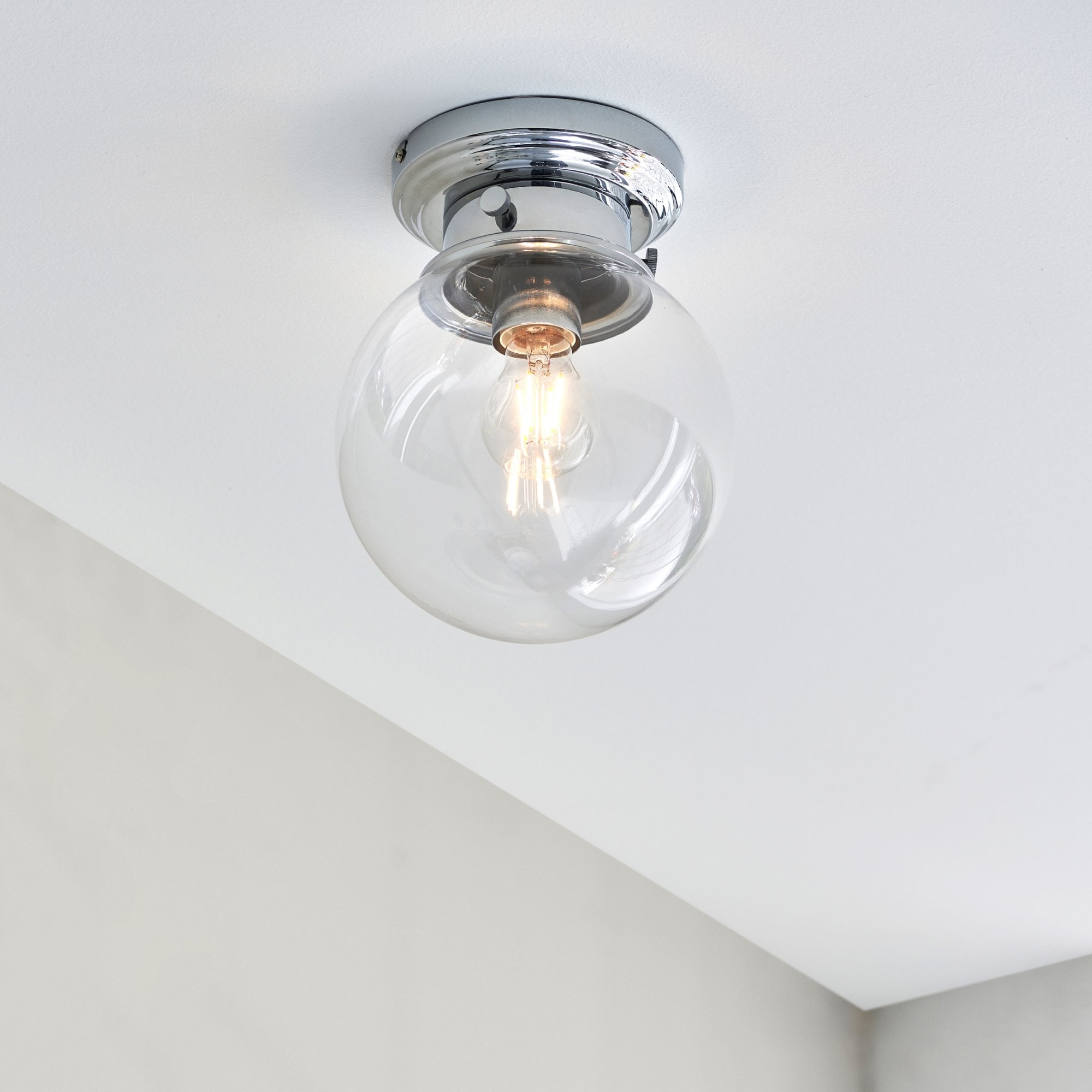 Endon Cheswick Single Light Flush - Chrome Plate & Clear Glass