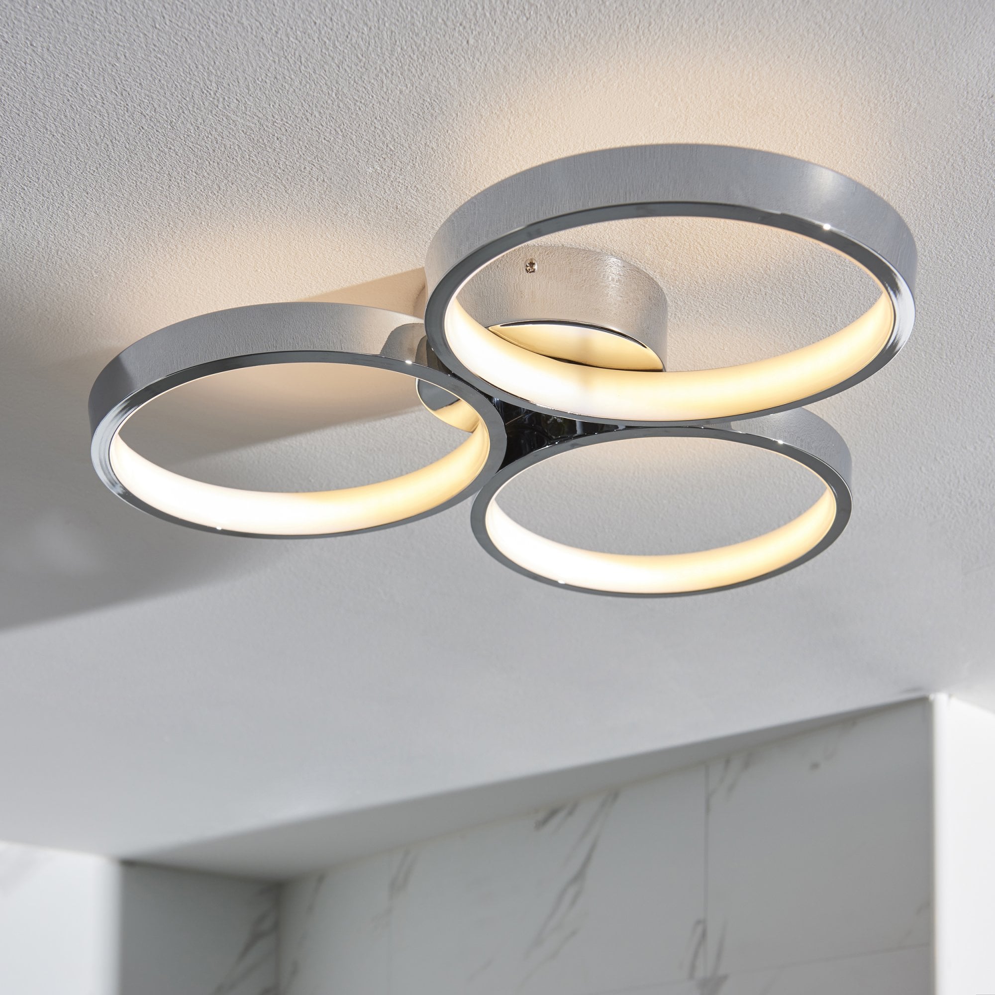 Endon Radius 3 Light Semi Flush - Chrome Plate & White Silicone