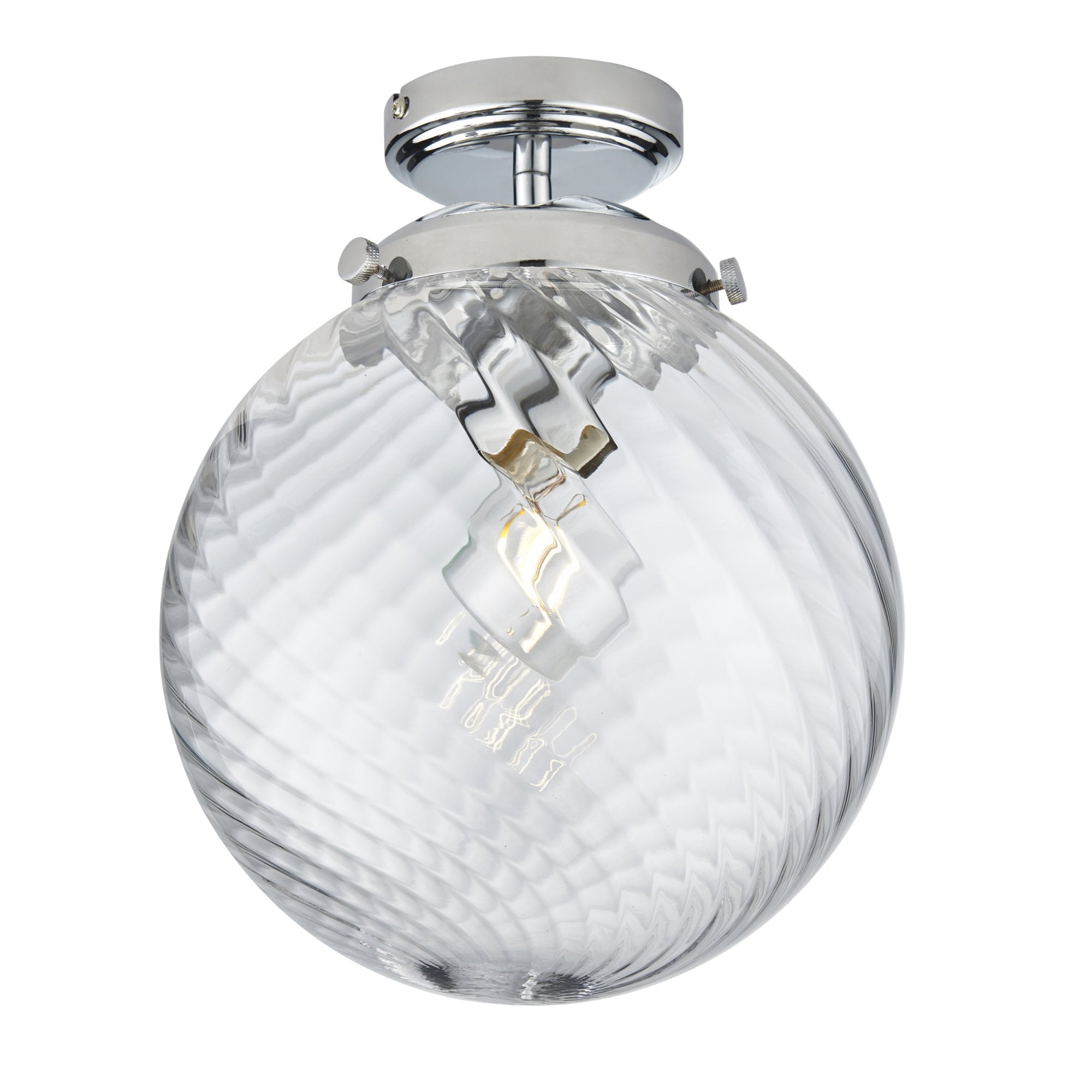 Endon Milston Single Light Flush - Chrome Plate & Clear Spiral Glass