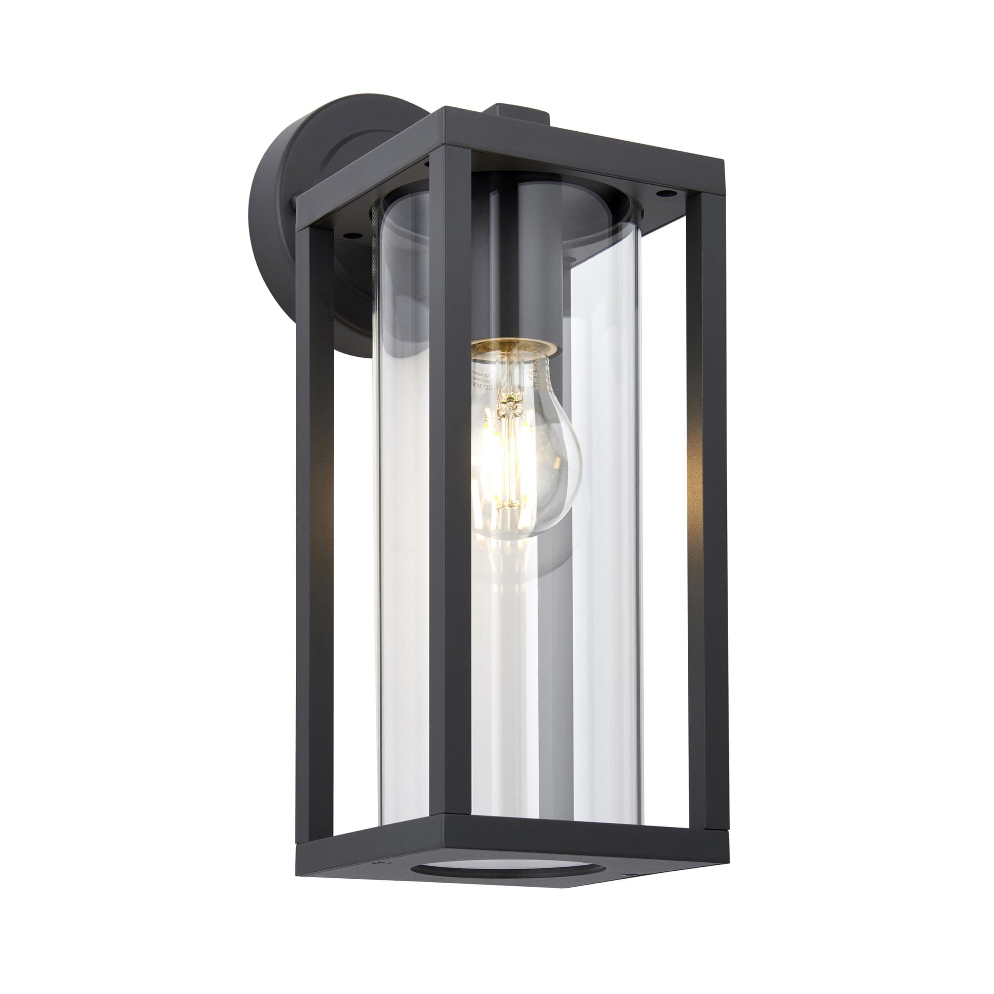 Endon Hamden Single Light Wall -  Textured Black & Clear Glass