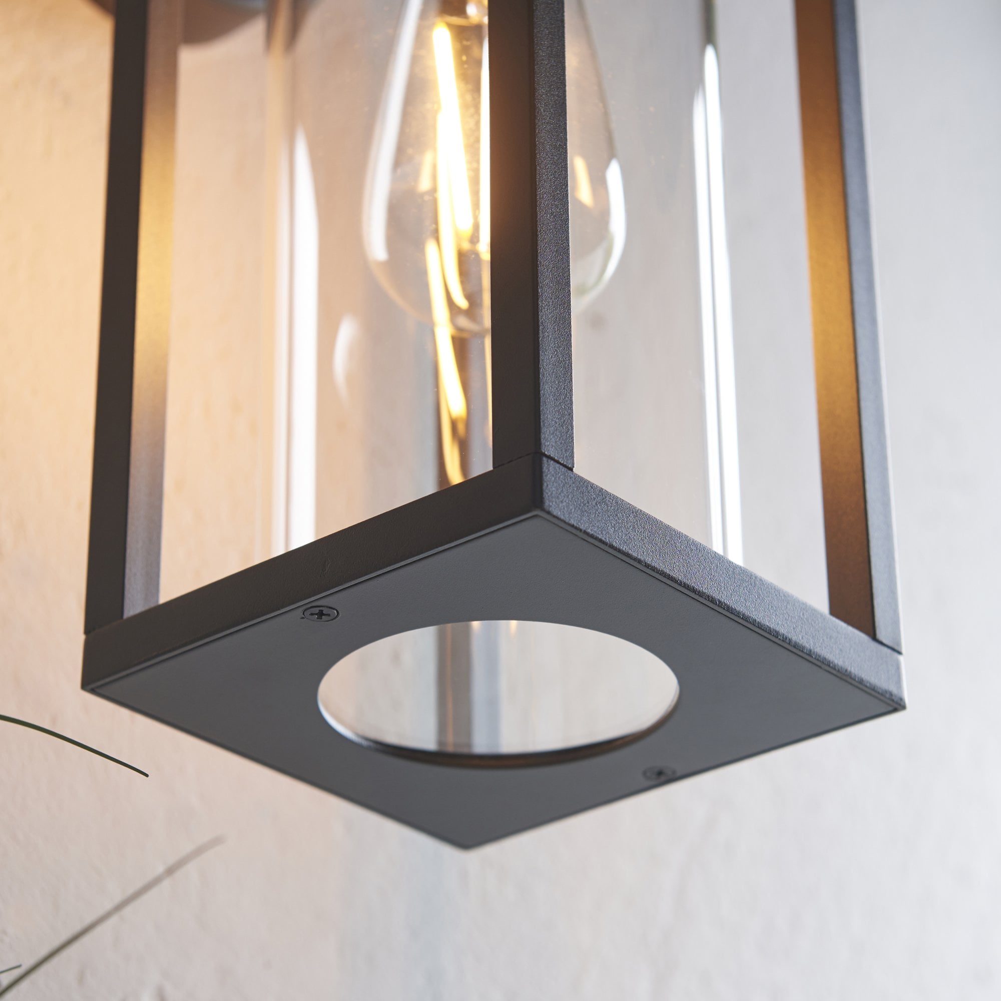 Endon Hamden Single Light Wall -  Textured Black & Clear Glass
