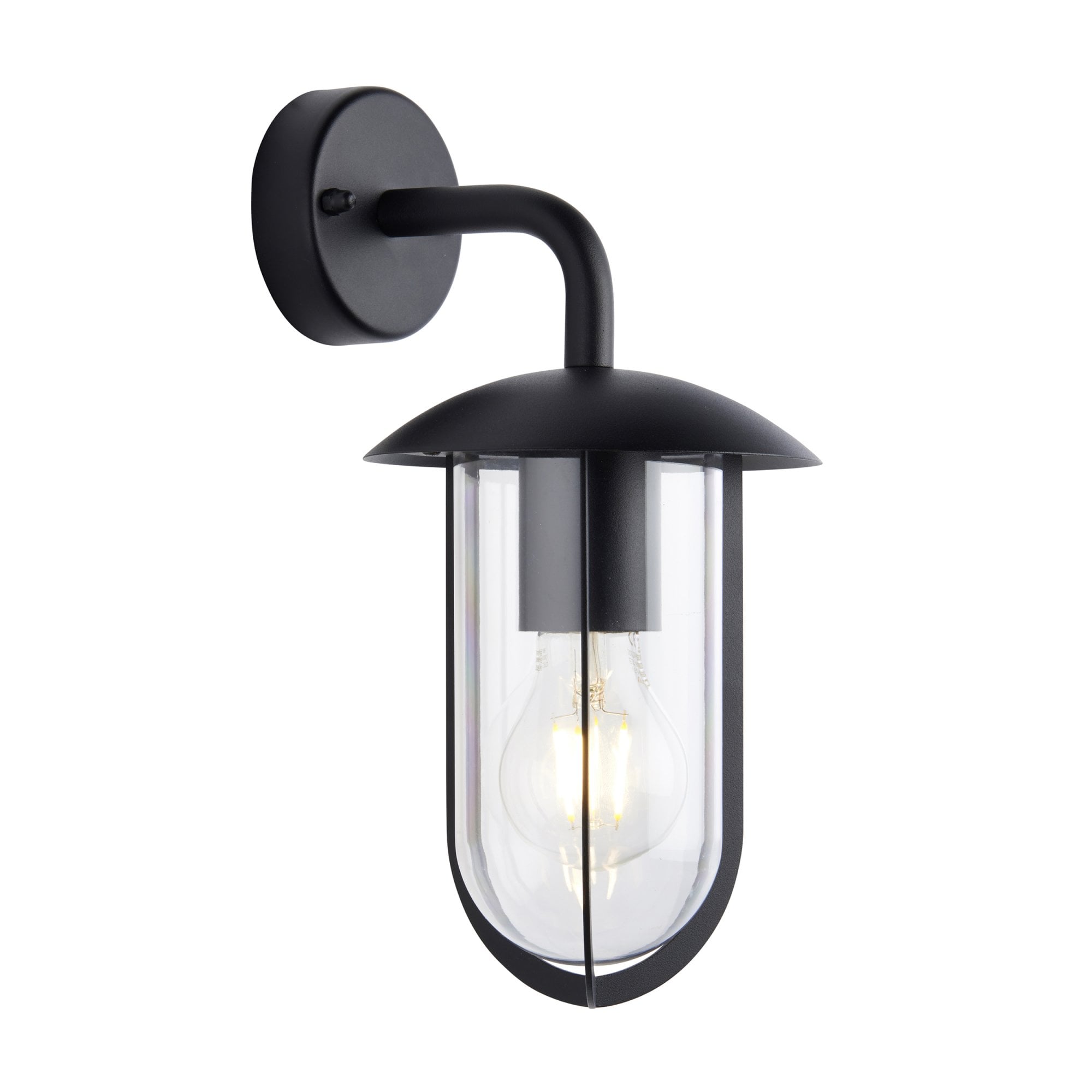 Endon Quinn Single Light Wall -  Textured Black & Clear Pc