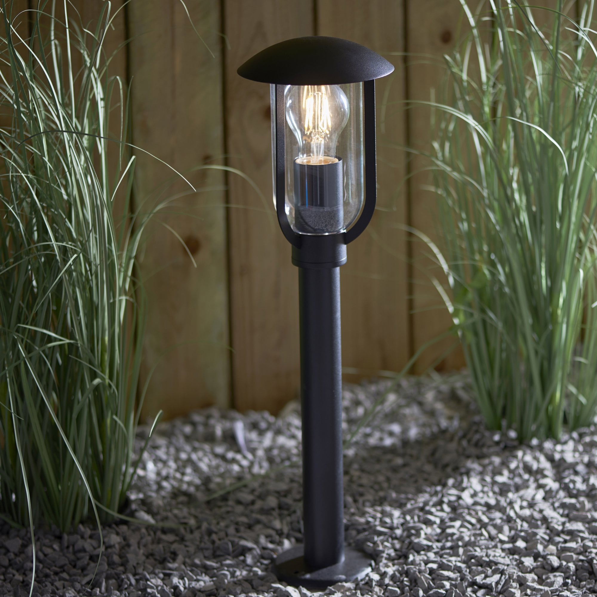 Endon Quinn Single Light Floor Lamp -  Textured Black & Clear Pc