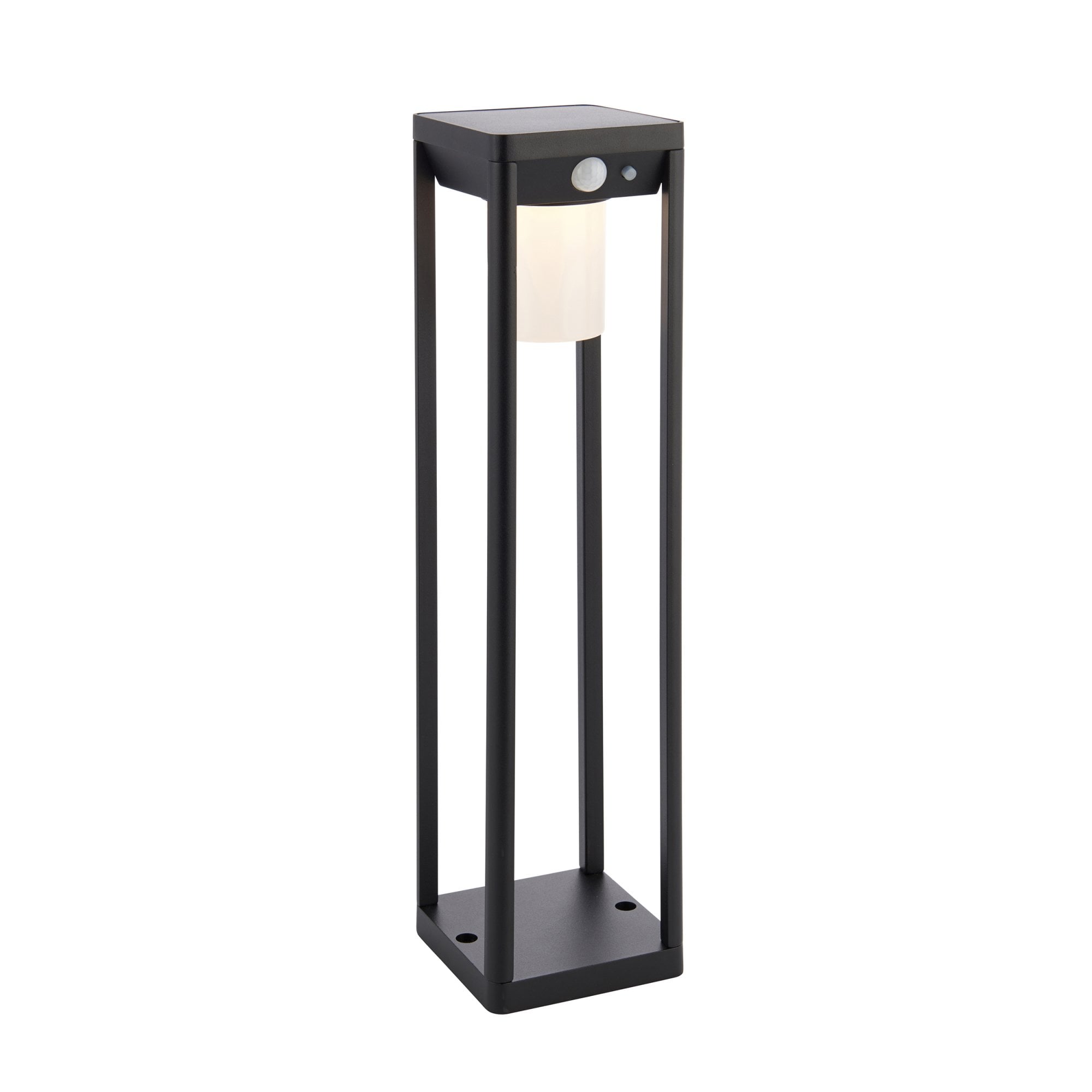 Endon Hallam Single Light Post Light - Photocell And PIR - Solar -  Textured Black & White Pc
