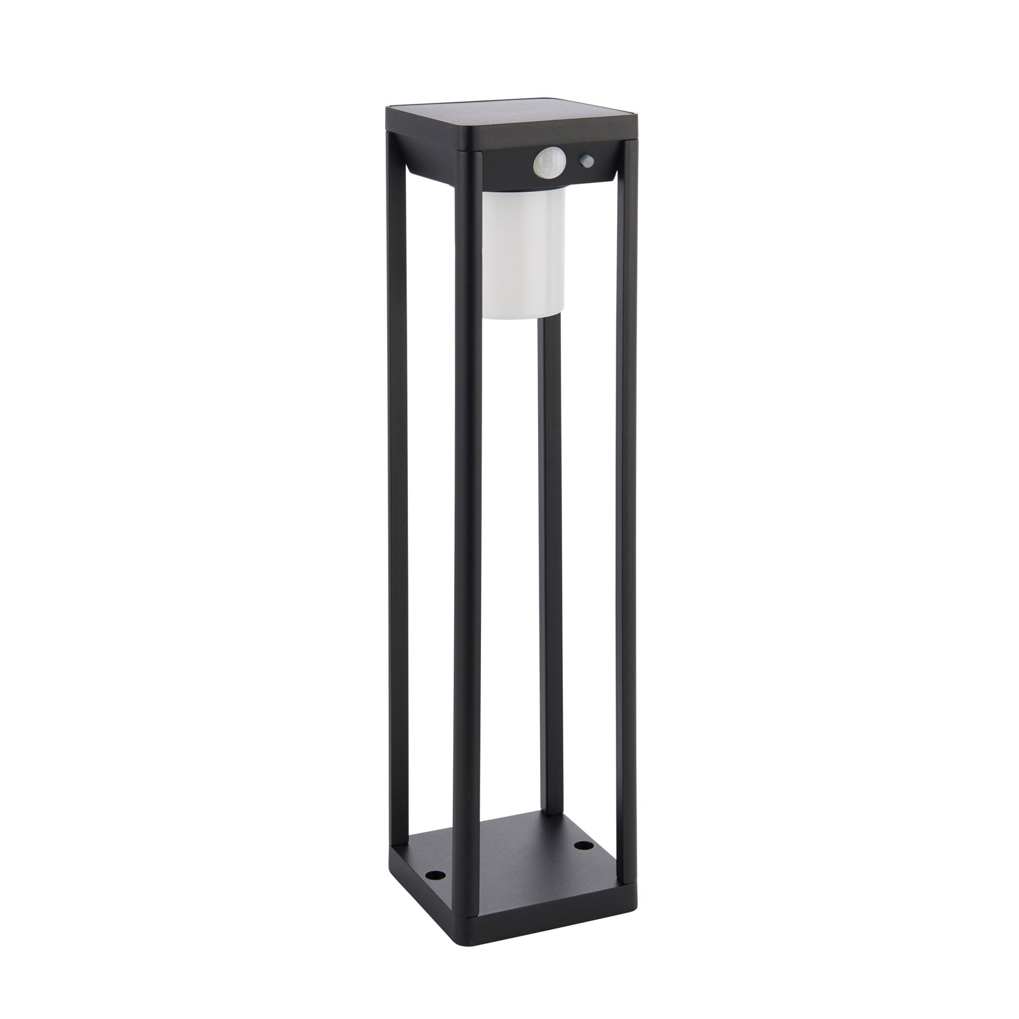 Endon Hallam Single Light Post Light - Photocell And PIR - Solar -  Textured Black & White Pc