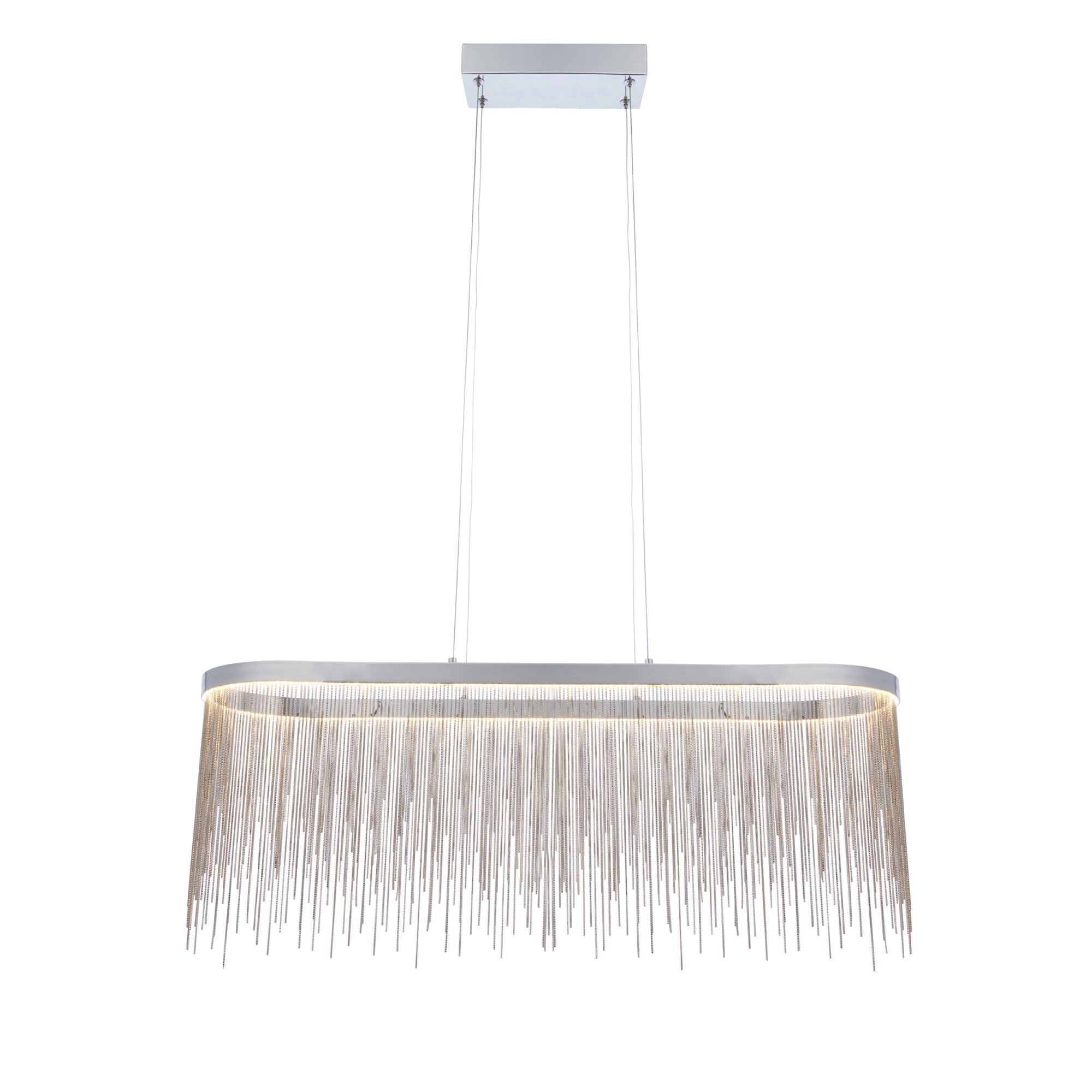 Endon Orphelia Single Light Oval Pendant -  Chrome Plate & Silver Effect Chain