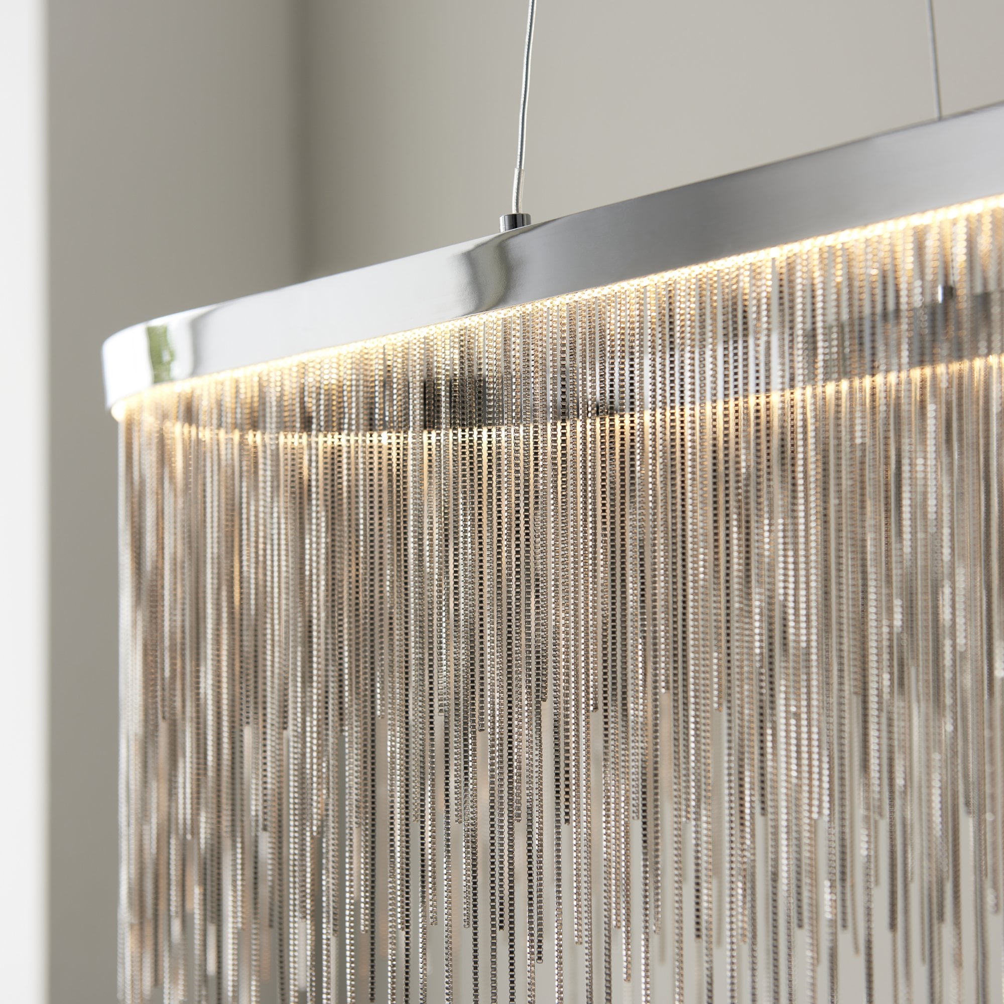 Endon Orphelia Single Light Oval Pendant -  Chrome Plate & Silver Effect Chain