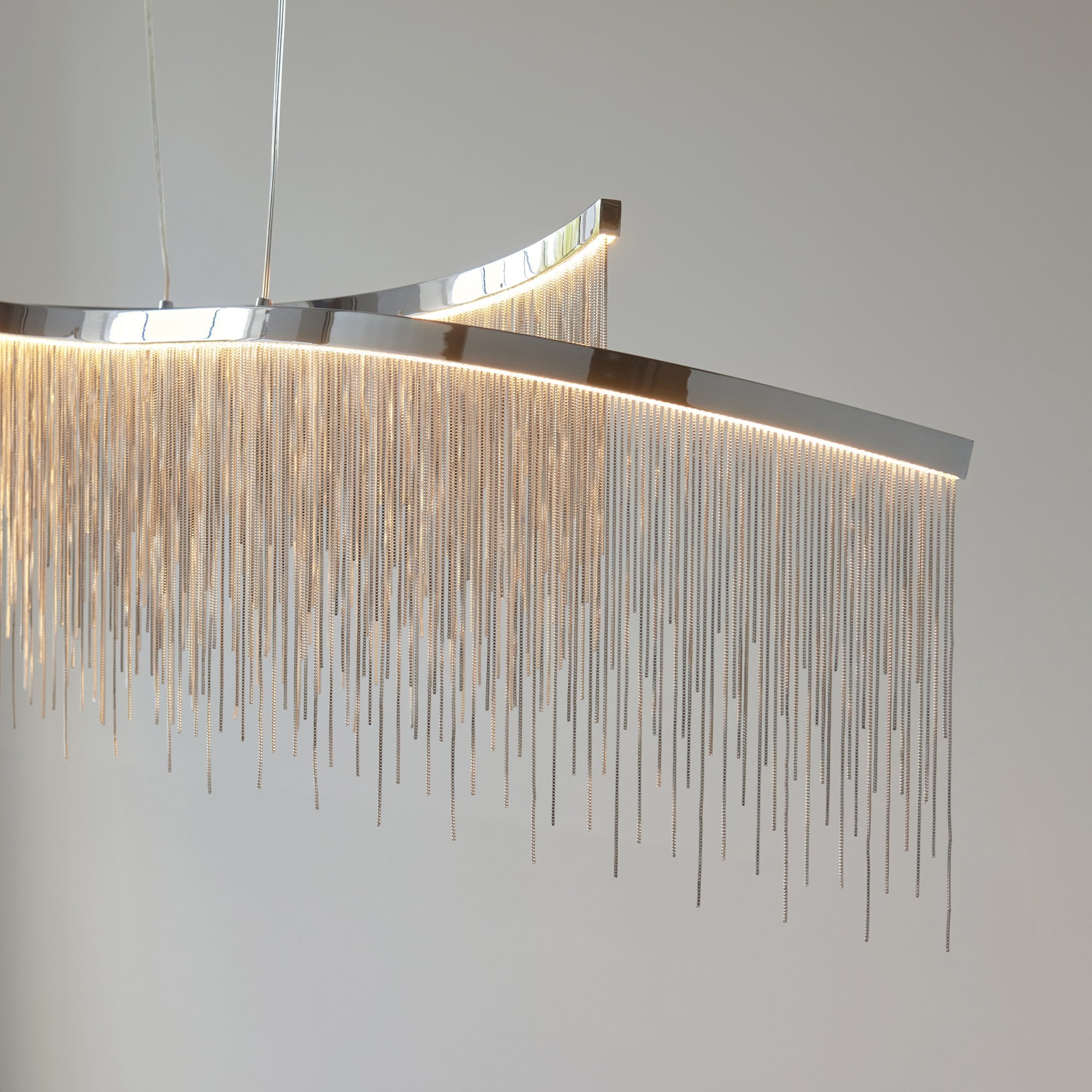Endon Orphelia 2 Light Pendant - Chrome Plate & Silver Effect Chain