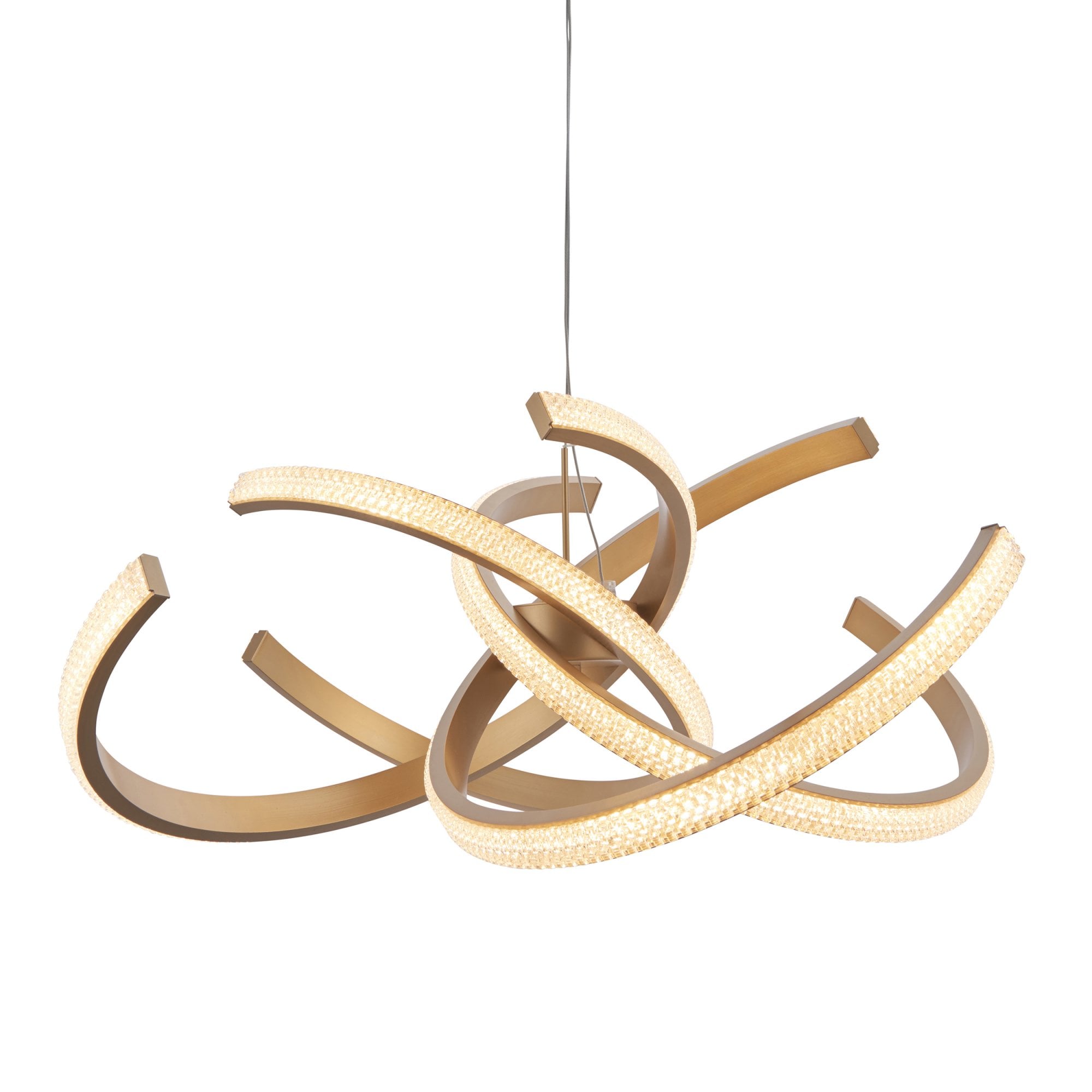 Endon Lorenzo 4 Light Pendant -  Satin Gold Paint & Clear Acrylic