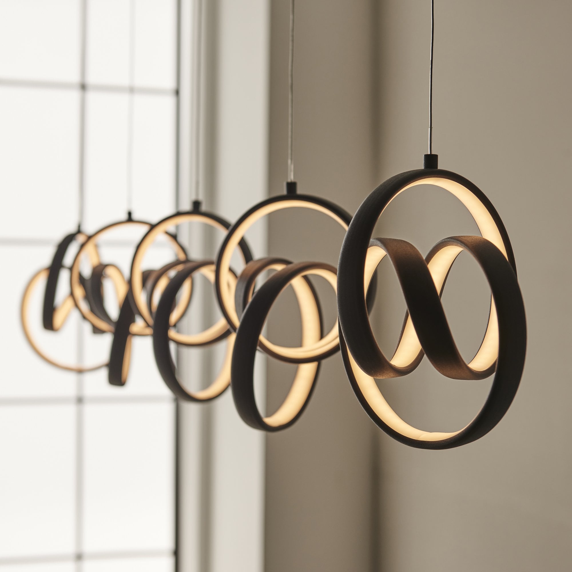 Endon Cosma 5 Light Pendant -  Textured Black & White Silicone