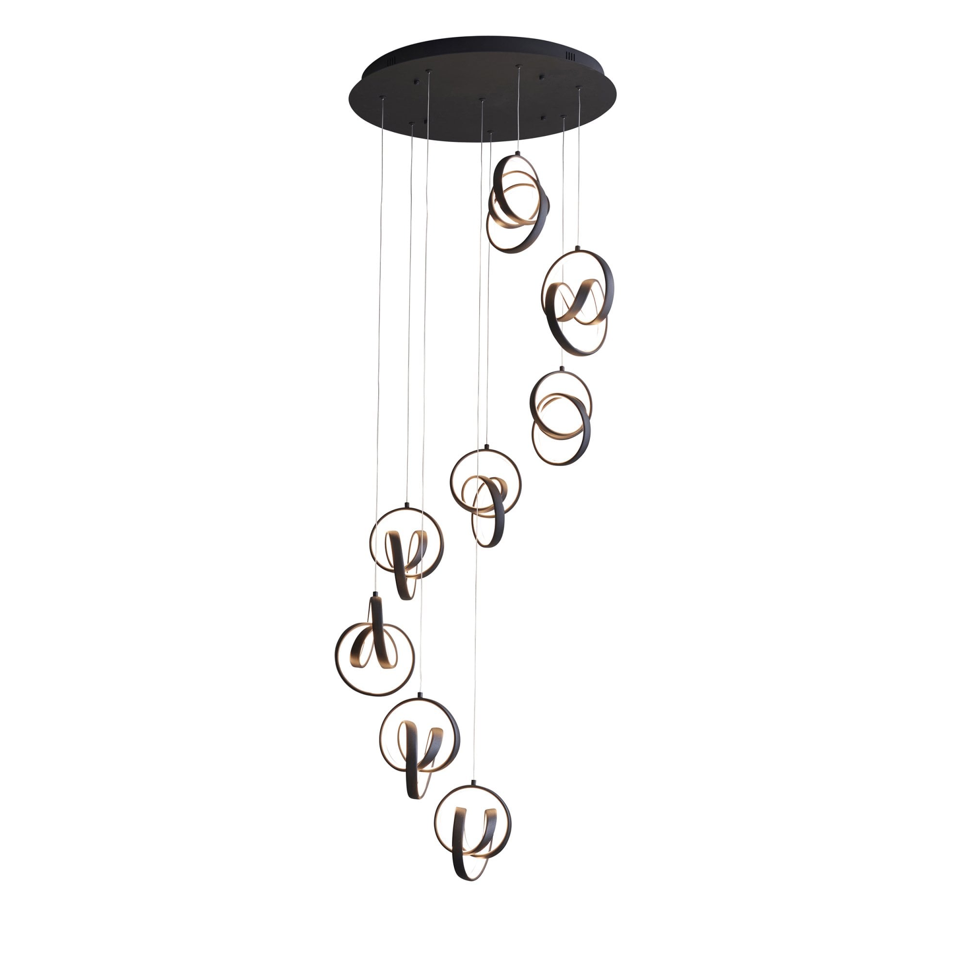 Endon Cosma 8 Light Pendant -  Textured Black & White Silicone