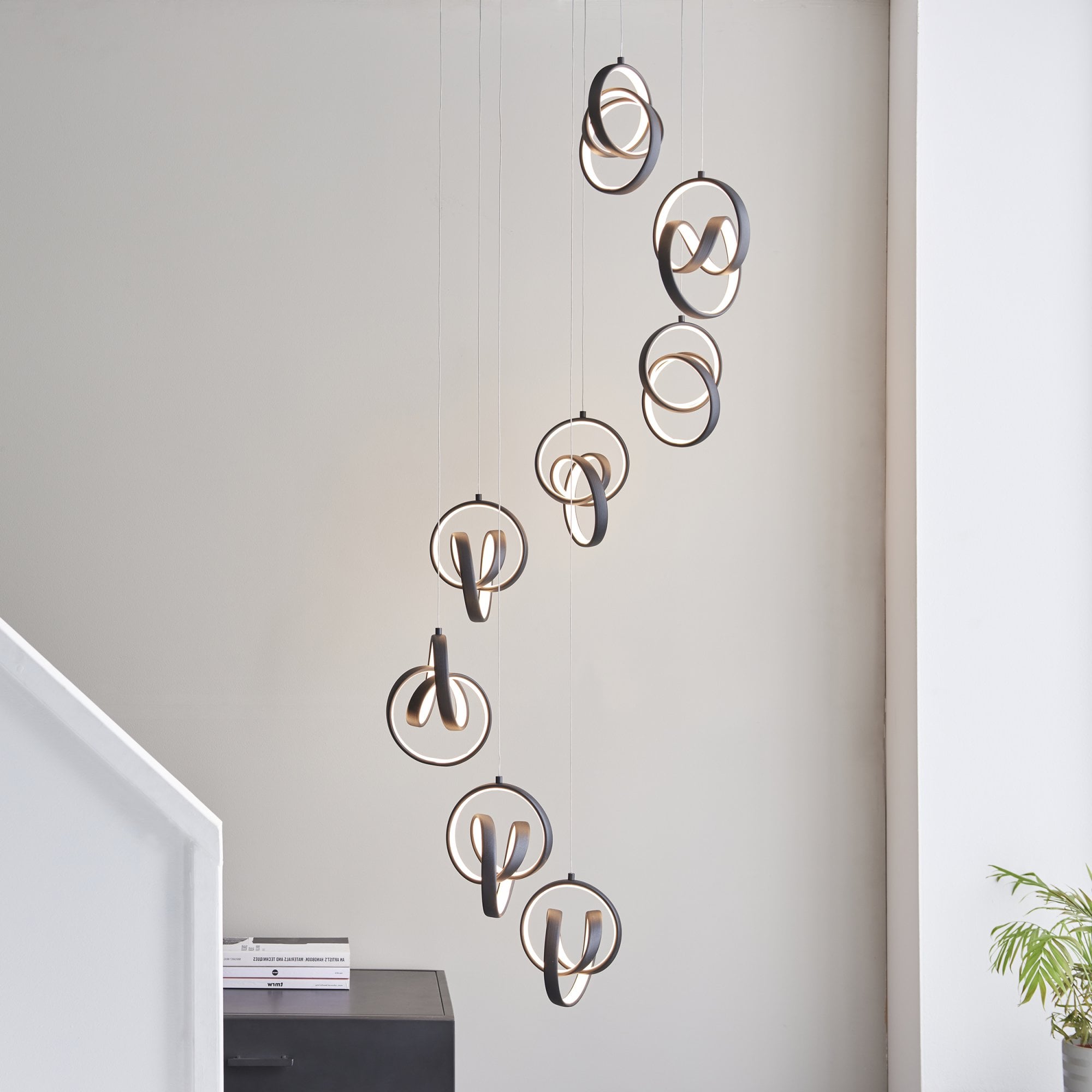 Endon Cosma 8 Light Pendant -  Textured Black & White Silicone