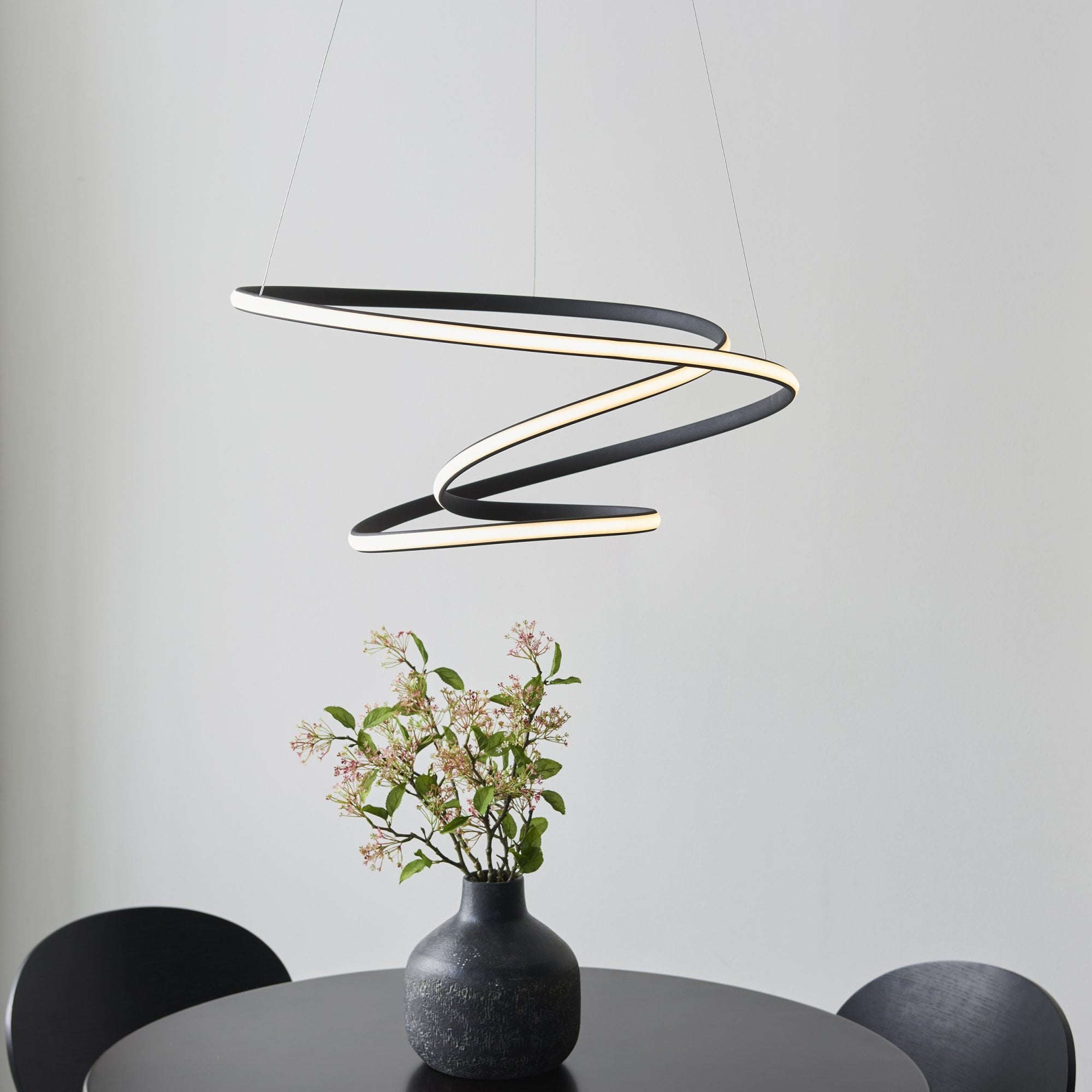 Endon Dune Single Light Pendant -  Textured Black & White Silicone