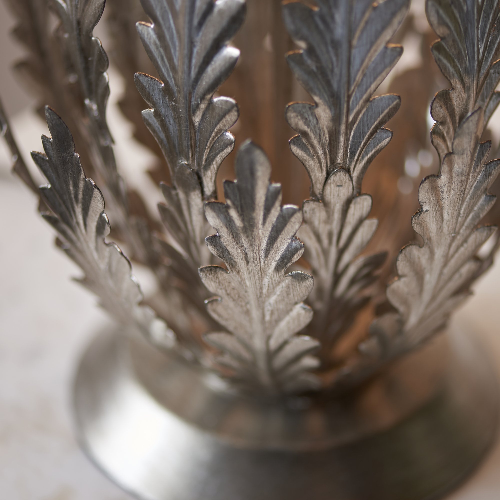 Endon Delphine Single Light Table Lamp -  Silver Leaf & Ivory Cotton Fabric