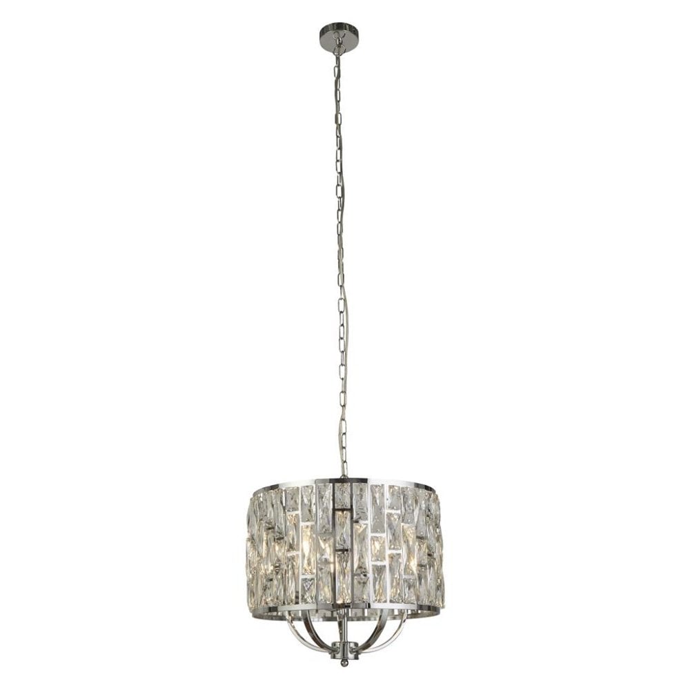 Searchlight Becket 5 Light Ceiling Pendant - Chrome & Crystal Glass
