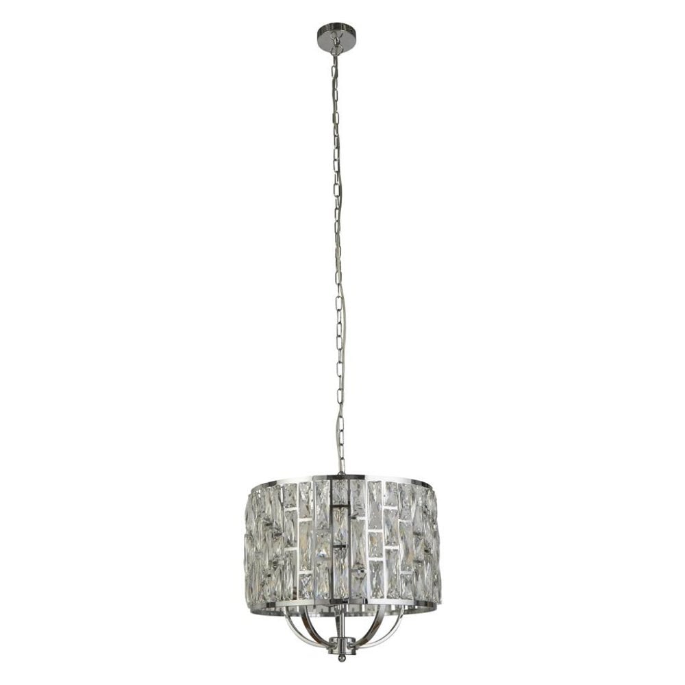Searchlight Becket 5 Light Ceiling Pendant - Chrome & Crystal Glass