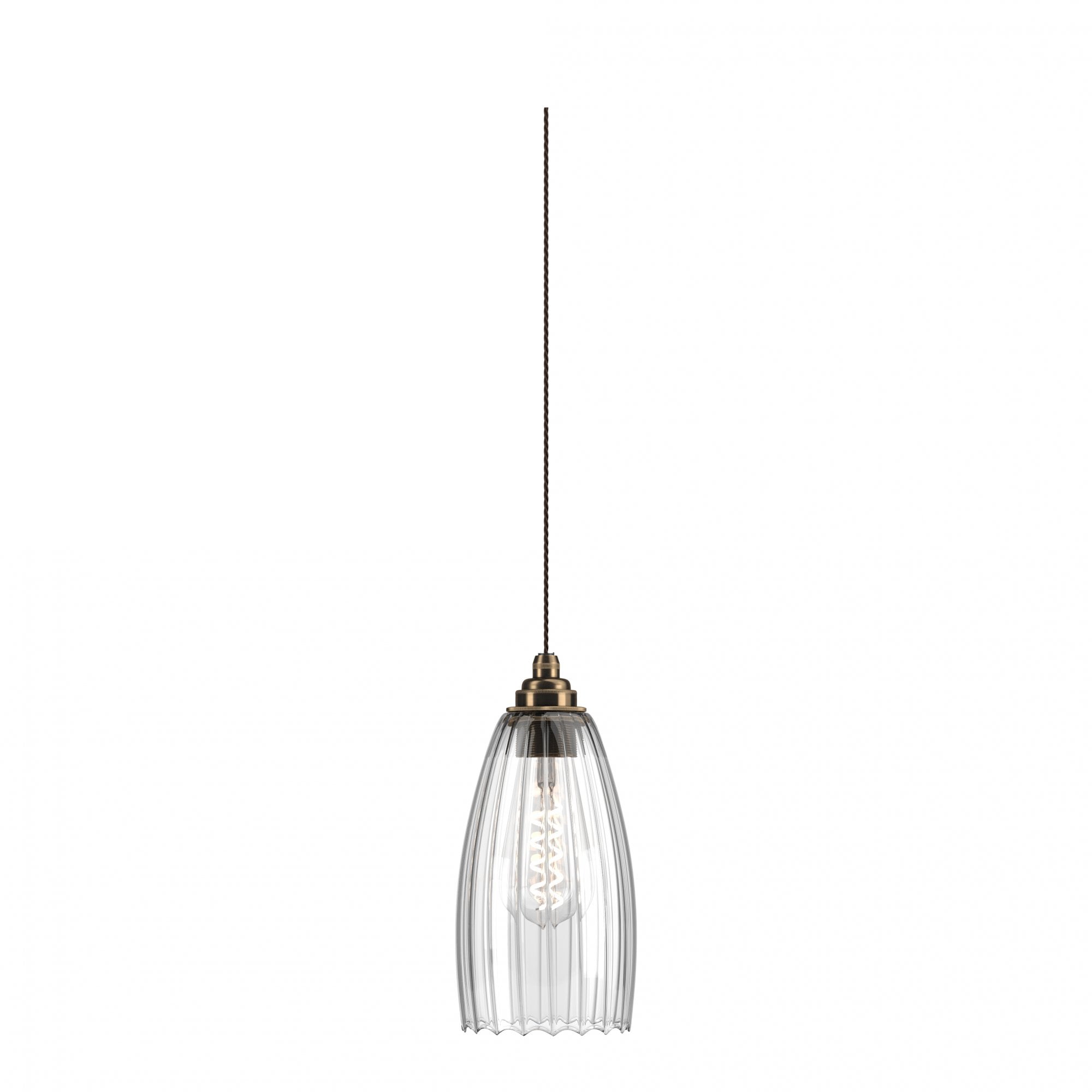 Fritz Fryer Upton Ribbed Glass Pendant Light - Medium (Various Colour Options)