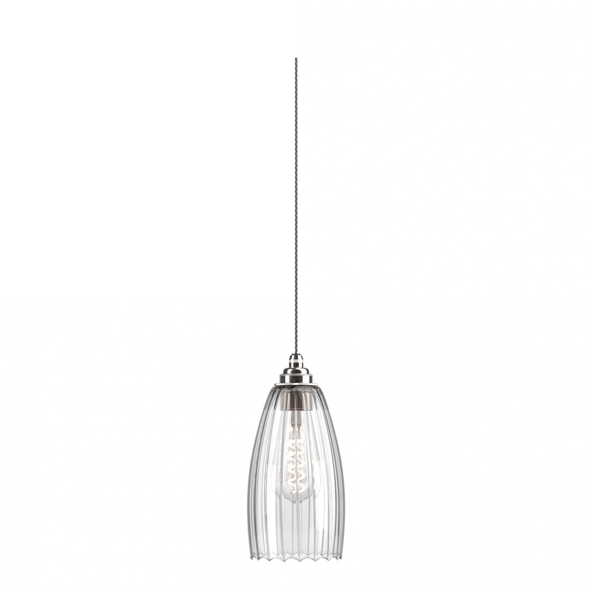 Fritz Fryer Upton Ribbed Glass Pendant Light - Medium (Various Colour Options)
