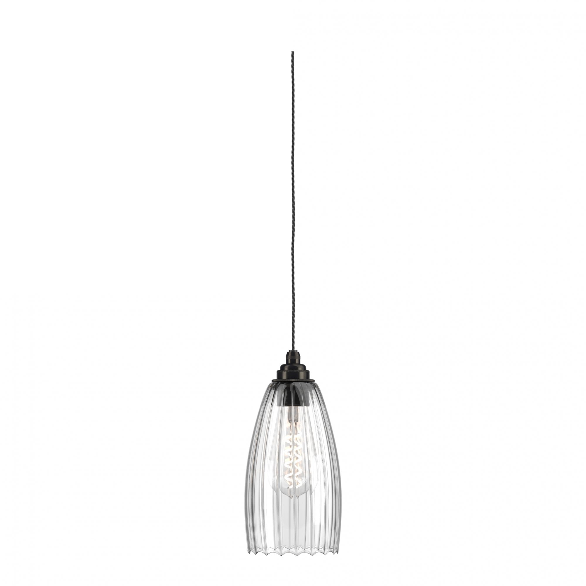Fritz Fryer Upton Ribbed Glass Pendant Light - Medium (Various Colour Options)
