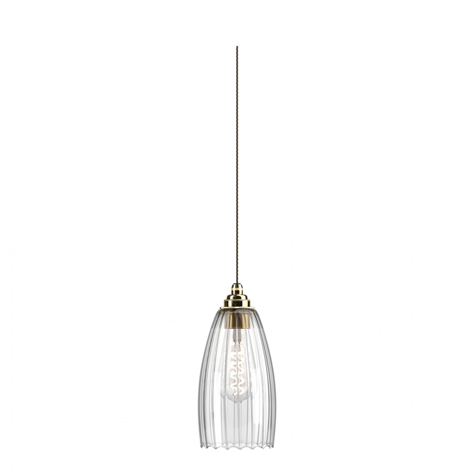 Fritz Fryer Upton Ribbed Glass Pendant Light - Medium (Various Colour Options)