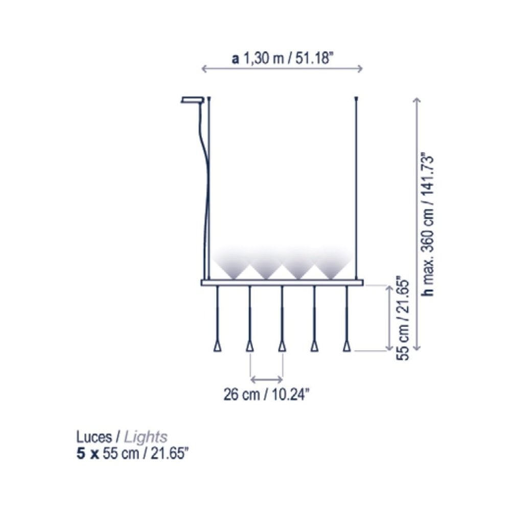 Bover Skybell Linear S/5L Pendant