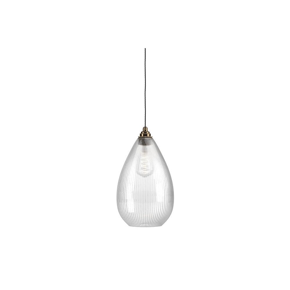 Fritz Fryer Wellington Skinny Ribbed Glass Pendant Light - XL (Various Colour Options)