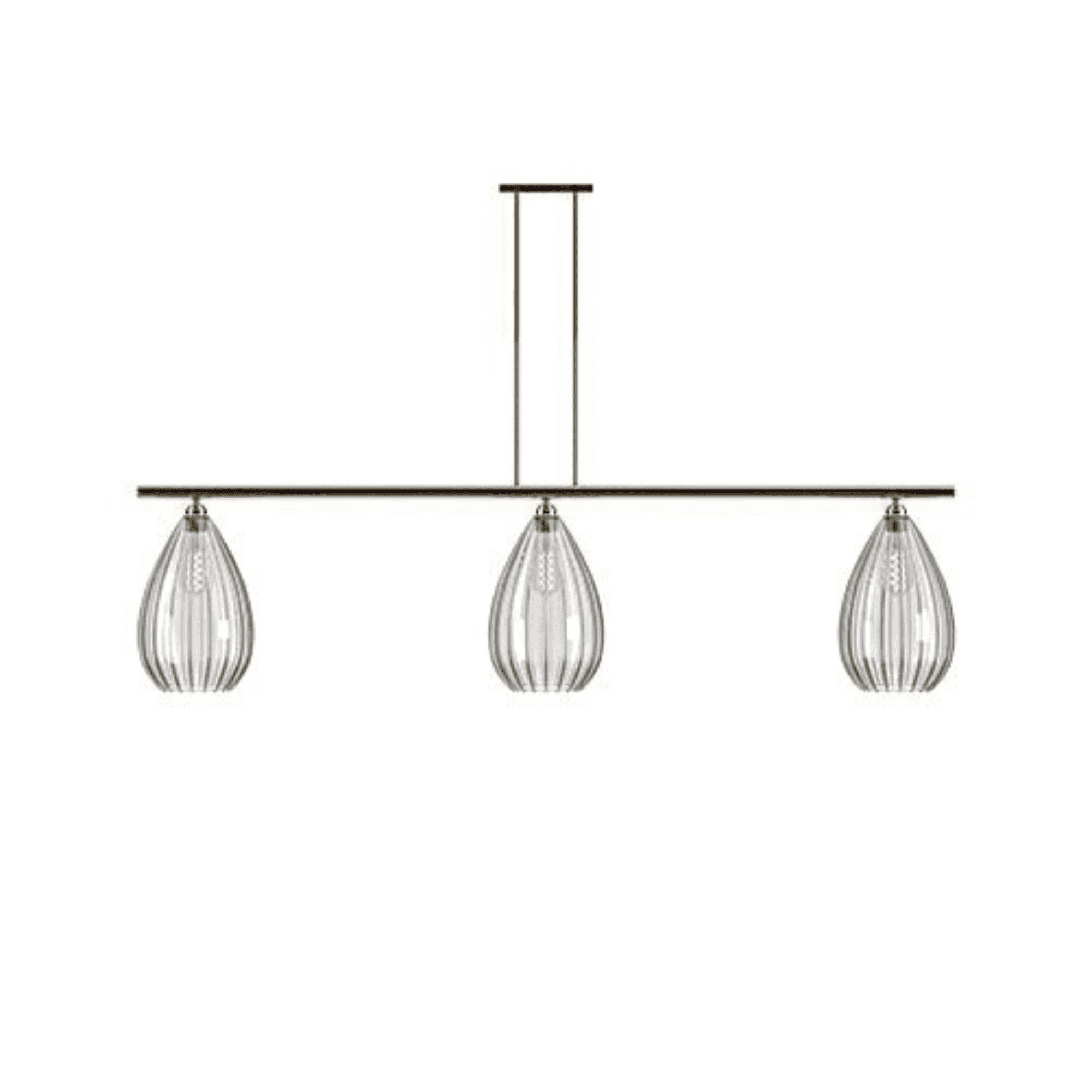 Fritz Fryer Wellington 3 Light Pendant Bar - Ribbed Glass (Various Colour Options)