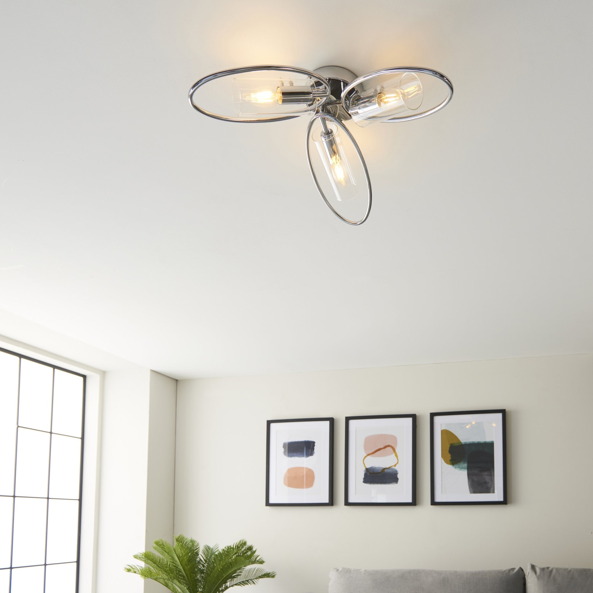 Endon Amari 3 Light Semi Flush - Chrome Plated