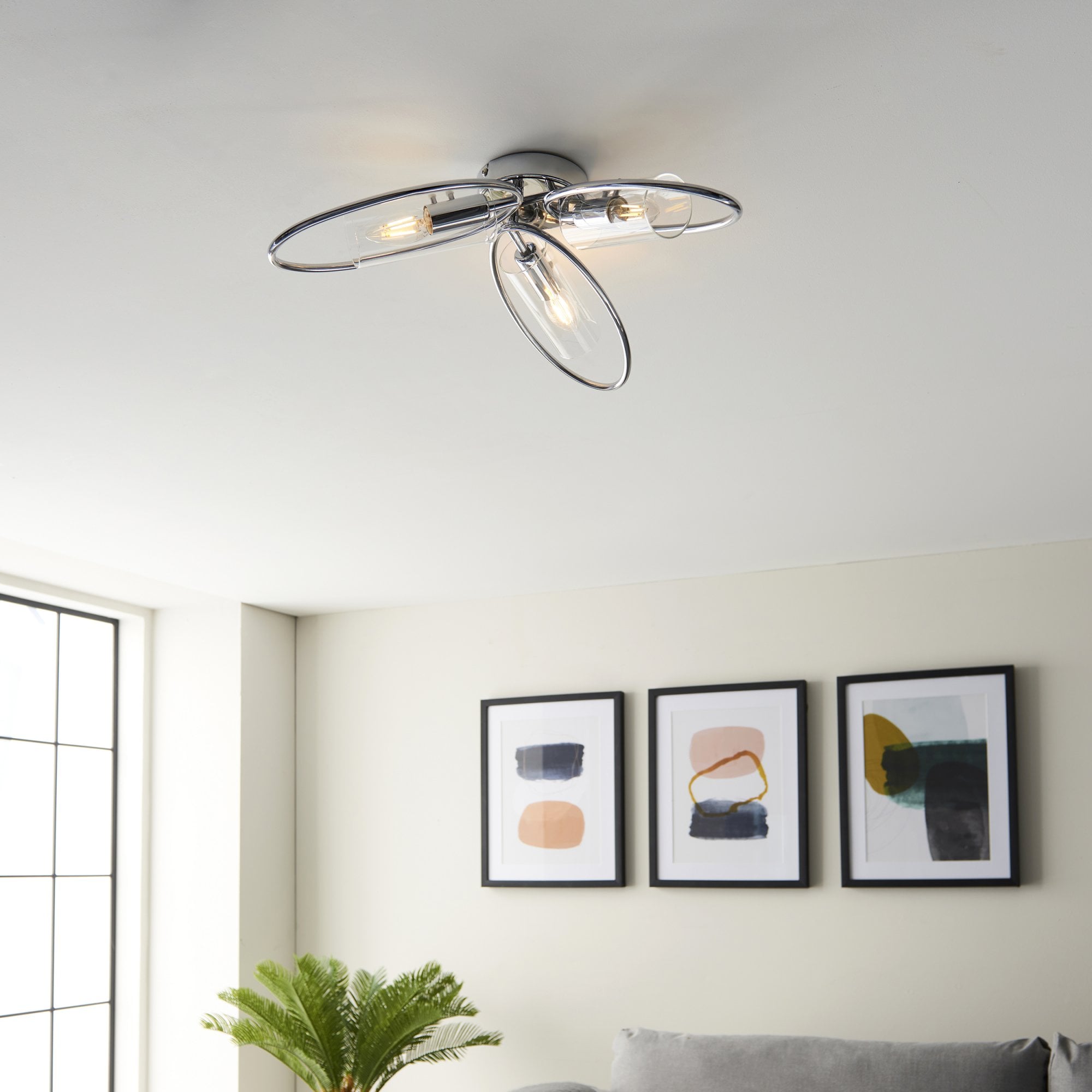 Endon Amari 3 Light Semi Flush - Chrome Plated