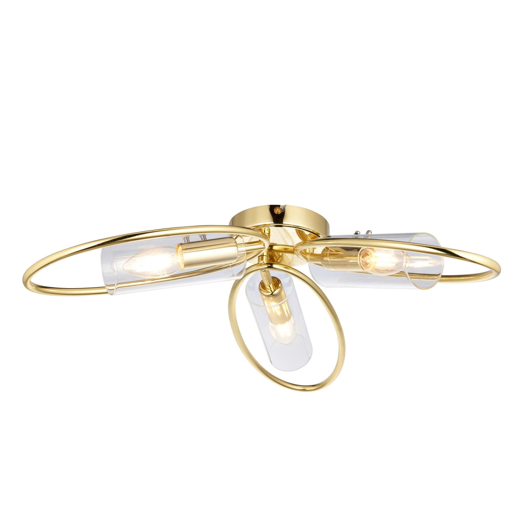 Endon Amari 3 Light Semi Flush - Polished Brass