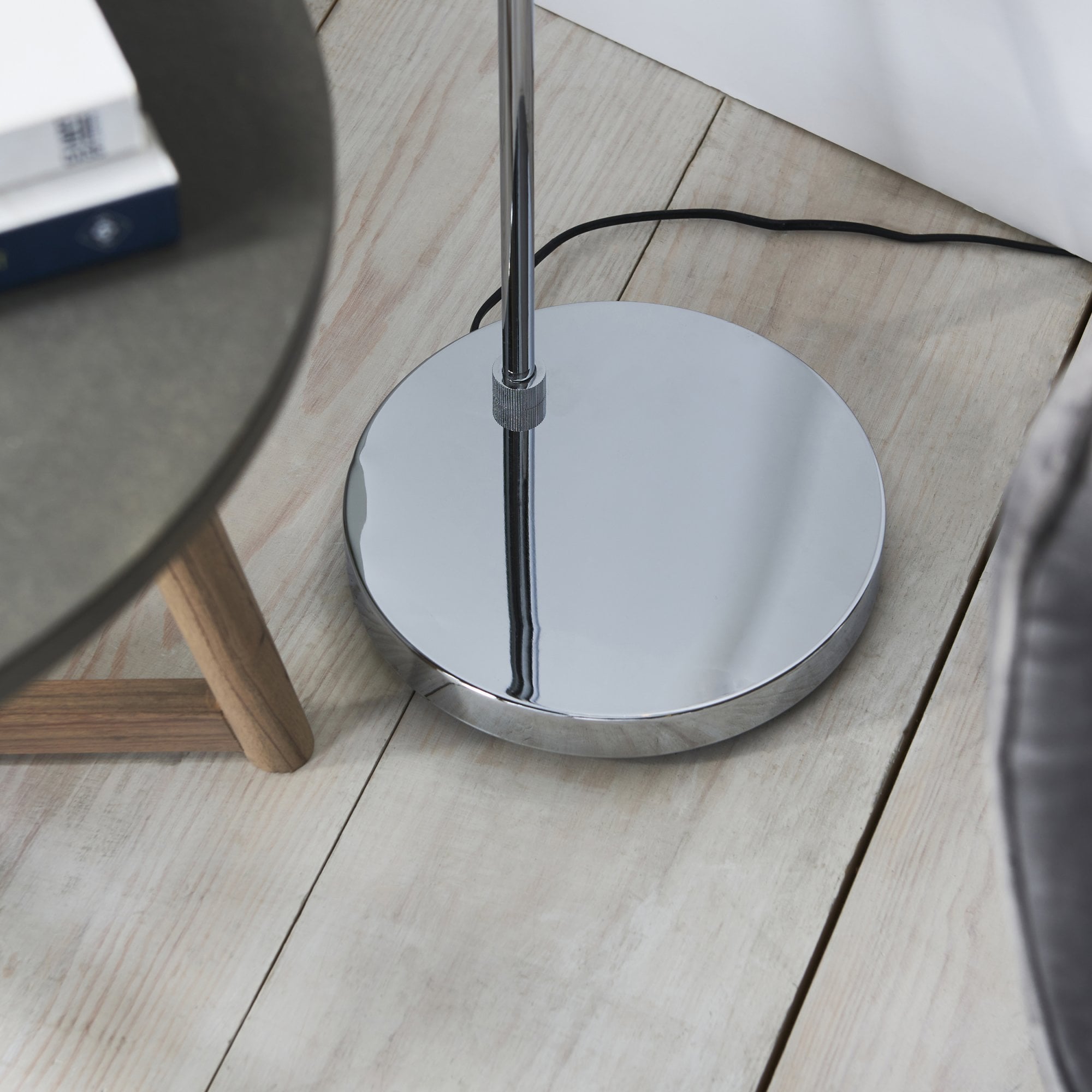 Endon Dimple Single Floor Lamp - Smoked Glass & Polished Chrome