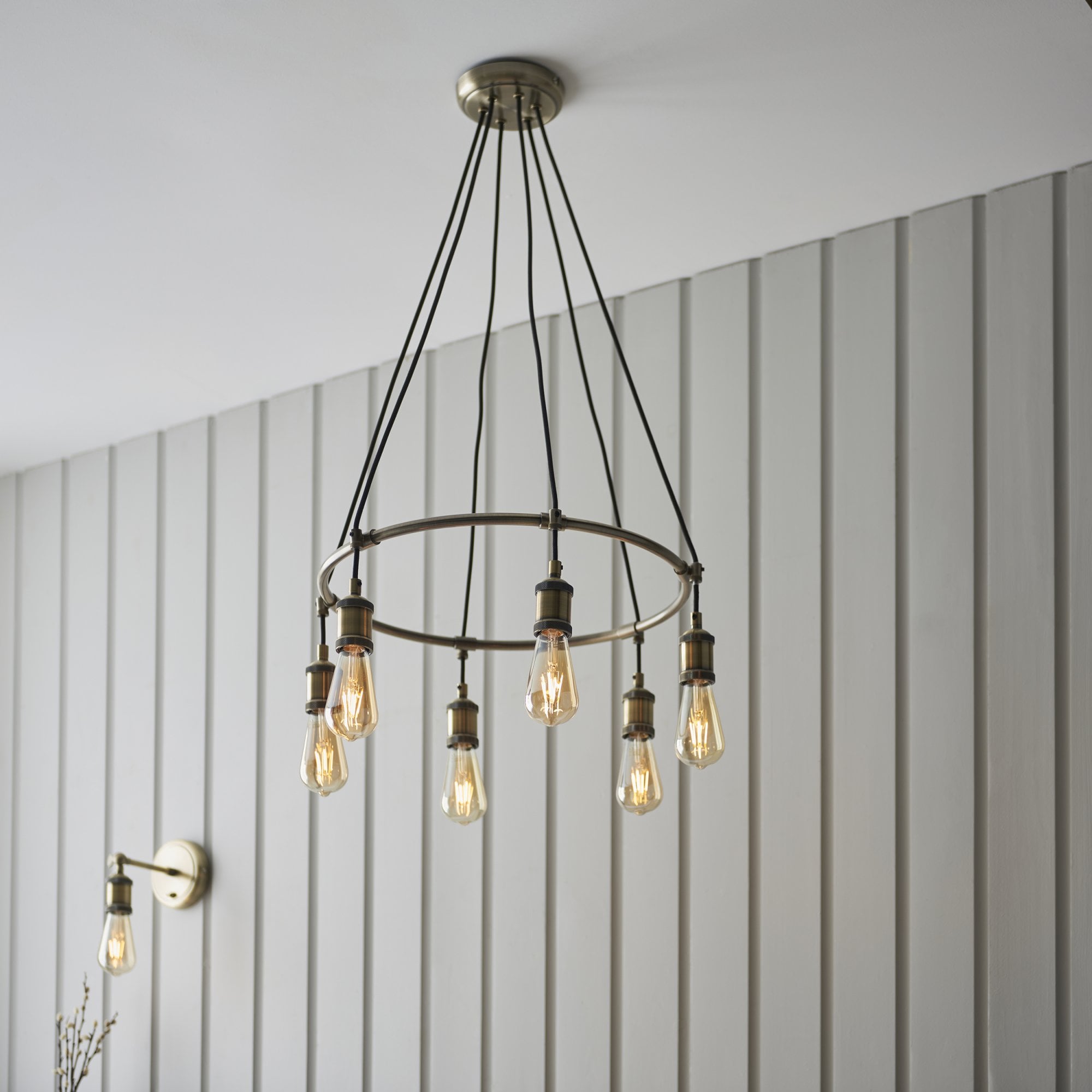 Endon Hal 6 Light Pendant - Antique Brass